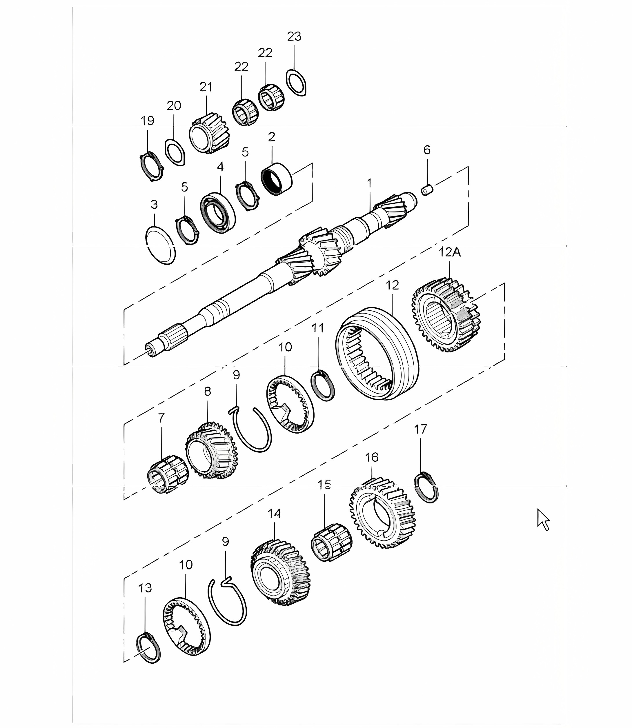 gears and shafts 987 Boxster G87.01 I481 (5th-speed manual transmission) 2005-08