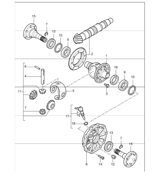 Diagram 305-00 Porsche 997 (911) MK1 2005-2008 Transmisión