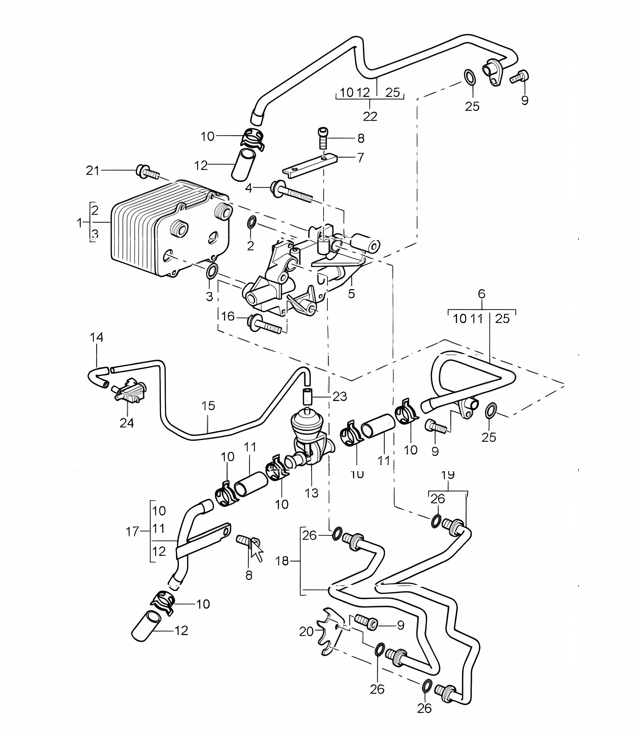 tiptronic (I249) atf cooler and atf lines 987 Boxster / Boxster S 2005-08