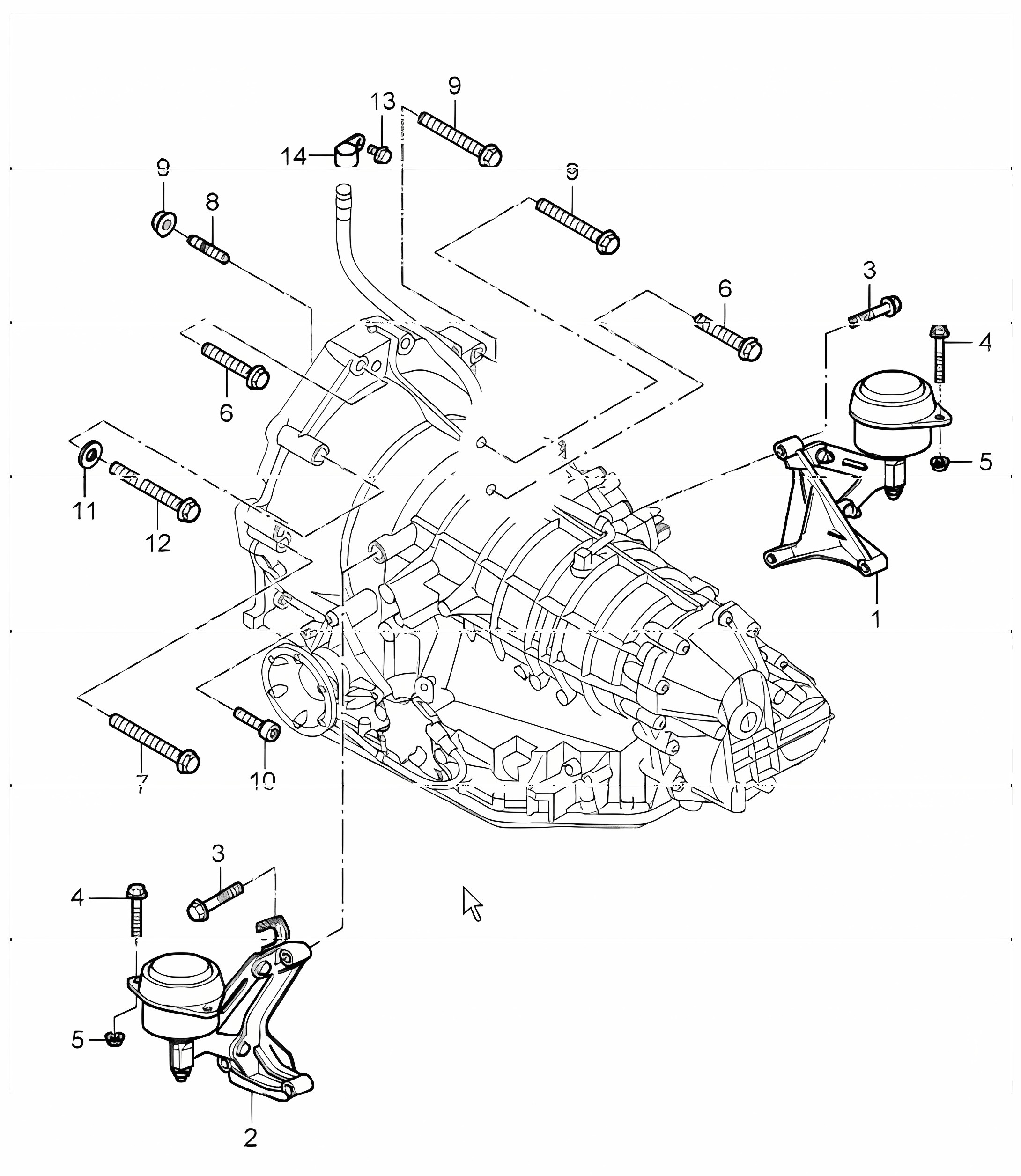 tiptronic (I249) transmission suspension threaded joint for engine