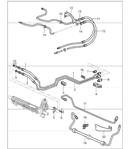 Diagram 403-01 Porsche Macan (95B) MK1 (2014-2018) Front Axle, Steering 