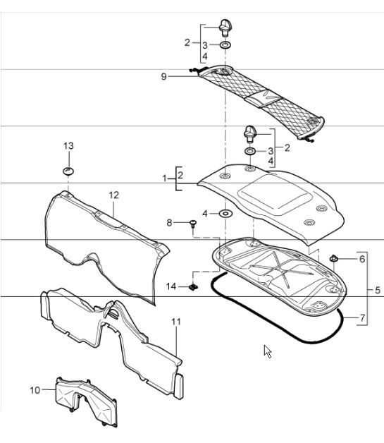 linings engine compartment 987 Boxster / Boxster S 2005-08