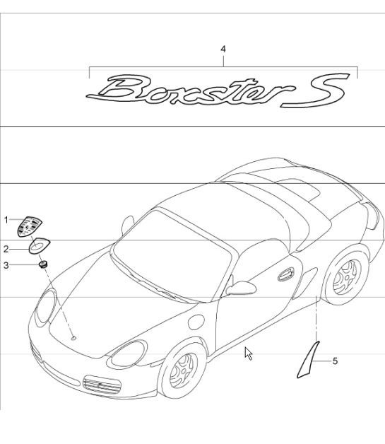 insignias piedra guardia película 987 Boxster / Boxster S 2005-08