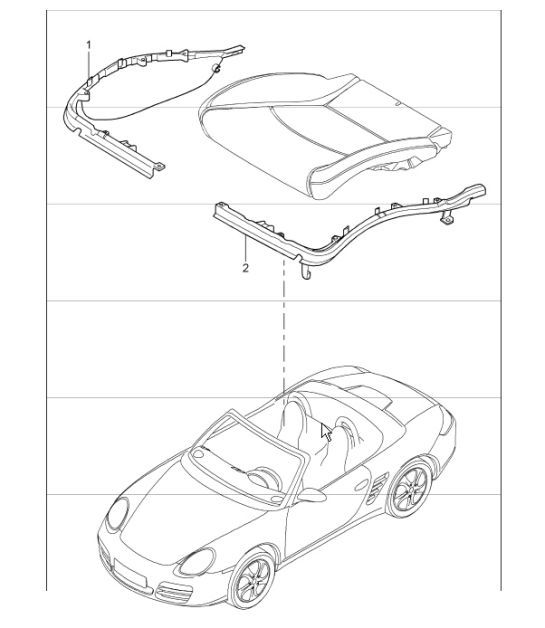 cushion carrier, frame, seat surface, standard seat, comfort seat 987 Boxster / Boxster S 2005-08