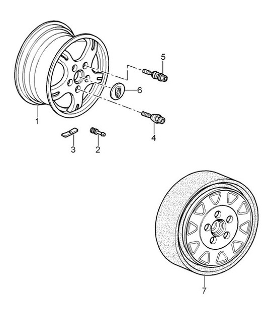 Diagram 601-000 Porsche 997 (911) MK1 2005-2008 Roues, Freins
