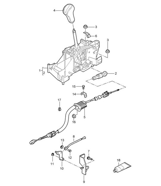 Diagram 701-001 Porsche Macan (95B) MK1 (2014-2018) Hand Lever System, Pedal Cluster 