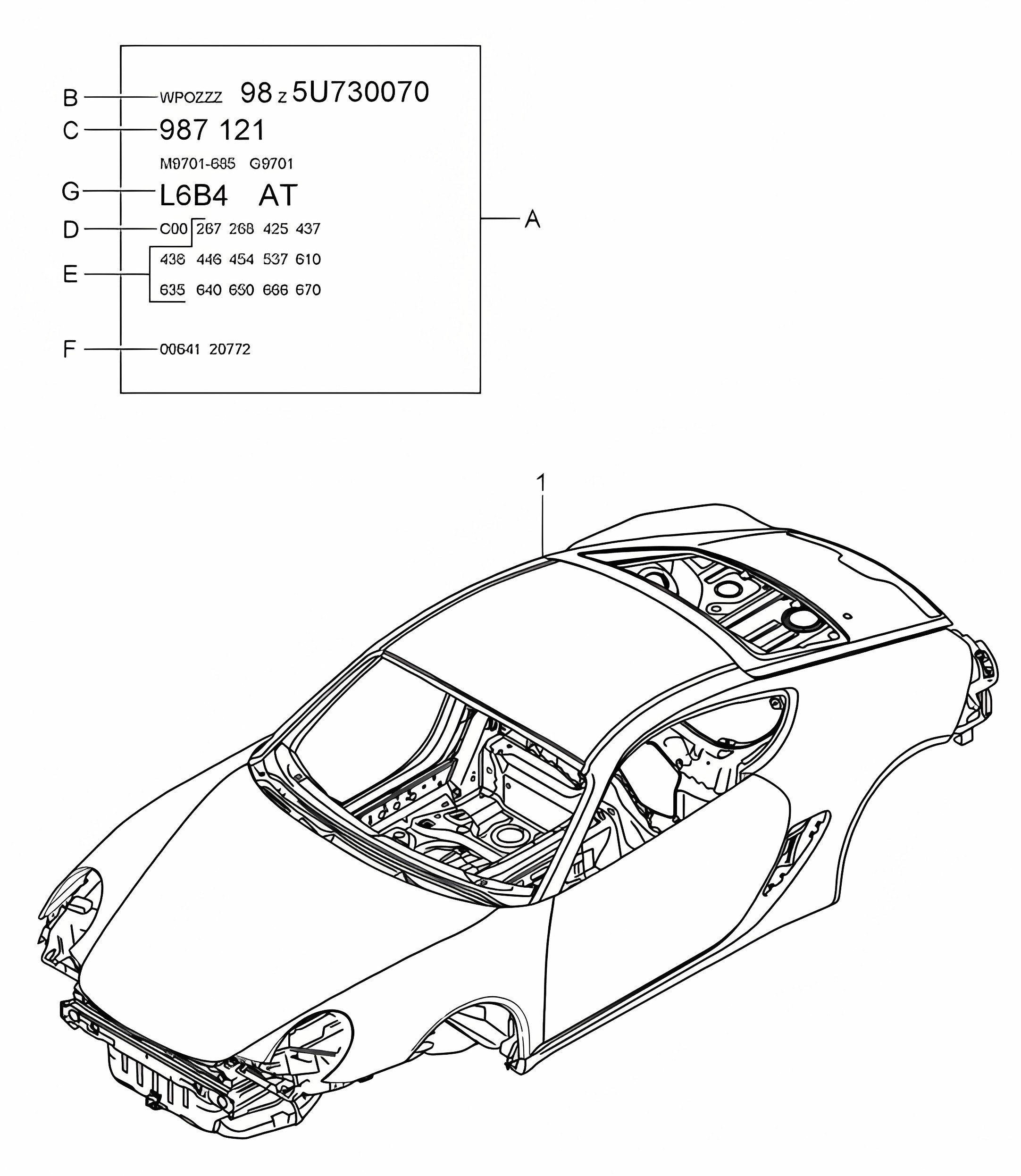 Car body 987C.1 Cayman 2006-08