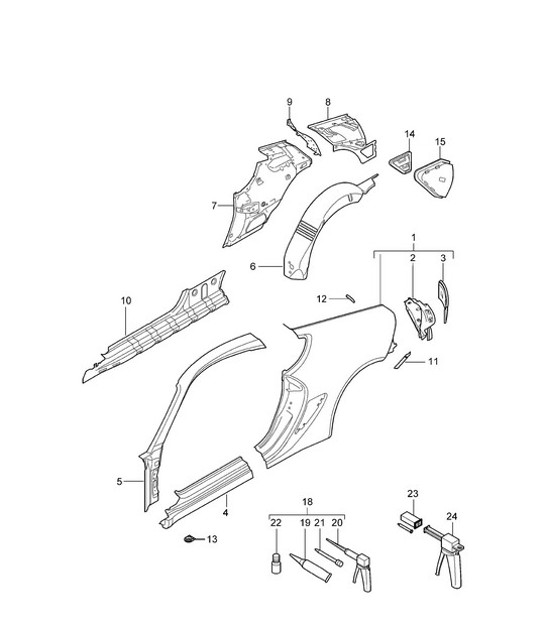 Diagram 801-050 Porsche 996 (911) (1997-2005) Body