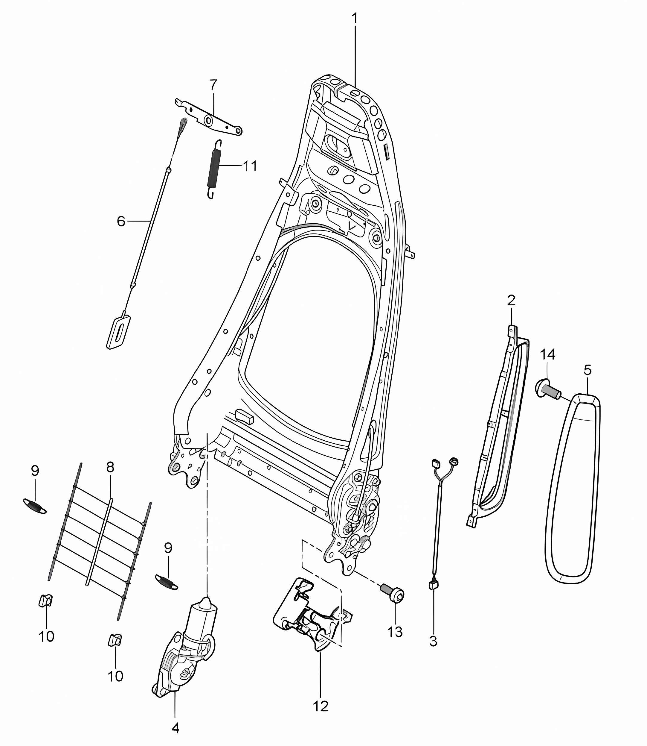 Backrest frame / Standard seat / Comfort seat 987C.1 Cayman / Cayman S 2006-08