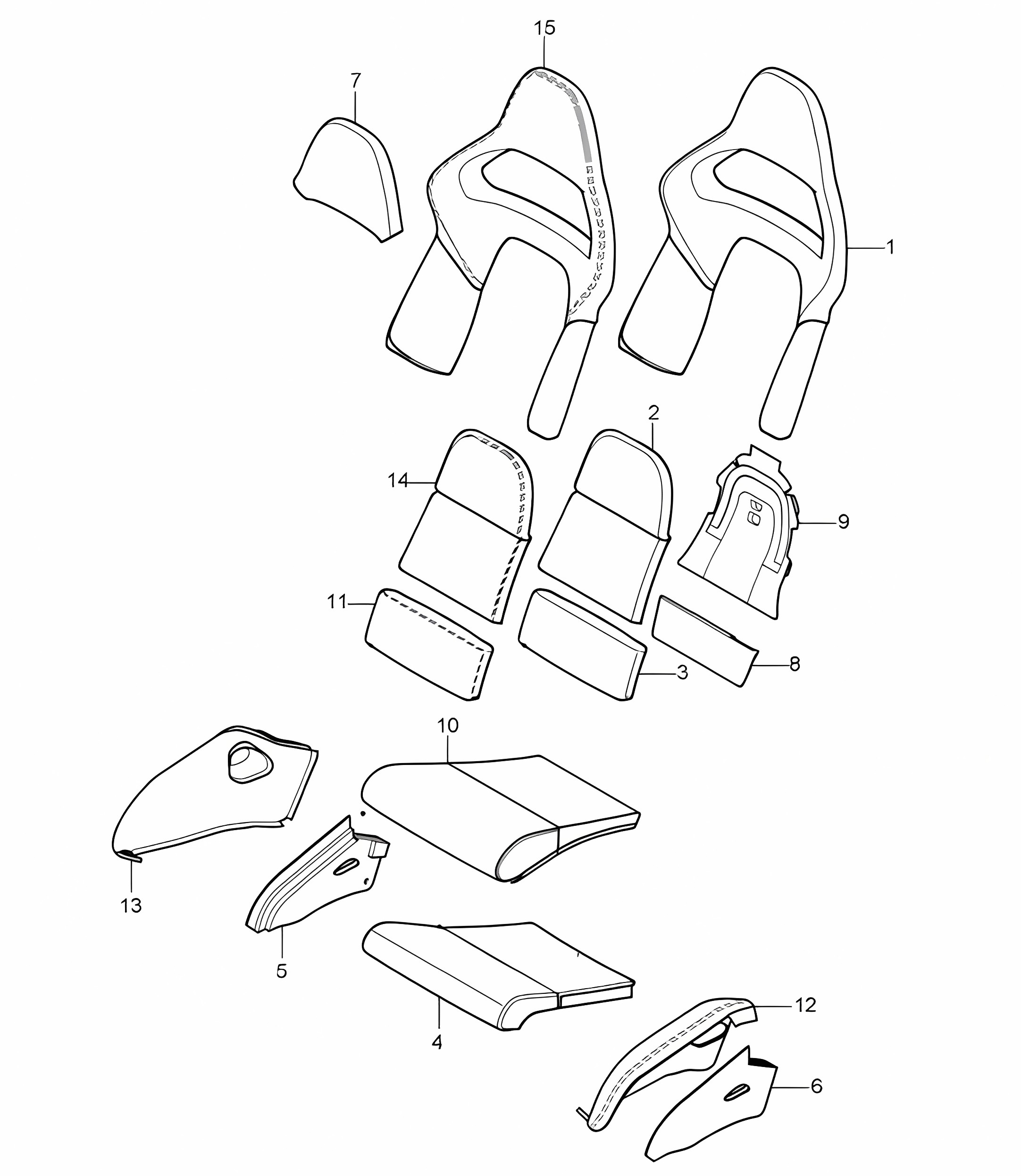 Foam part /  Seat and backrest cover / Seat and backrest surface / bucket seat / Collapsible 987C.1 Cayman D - MJ 2008>>