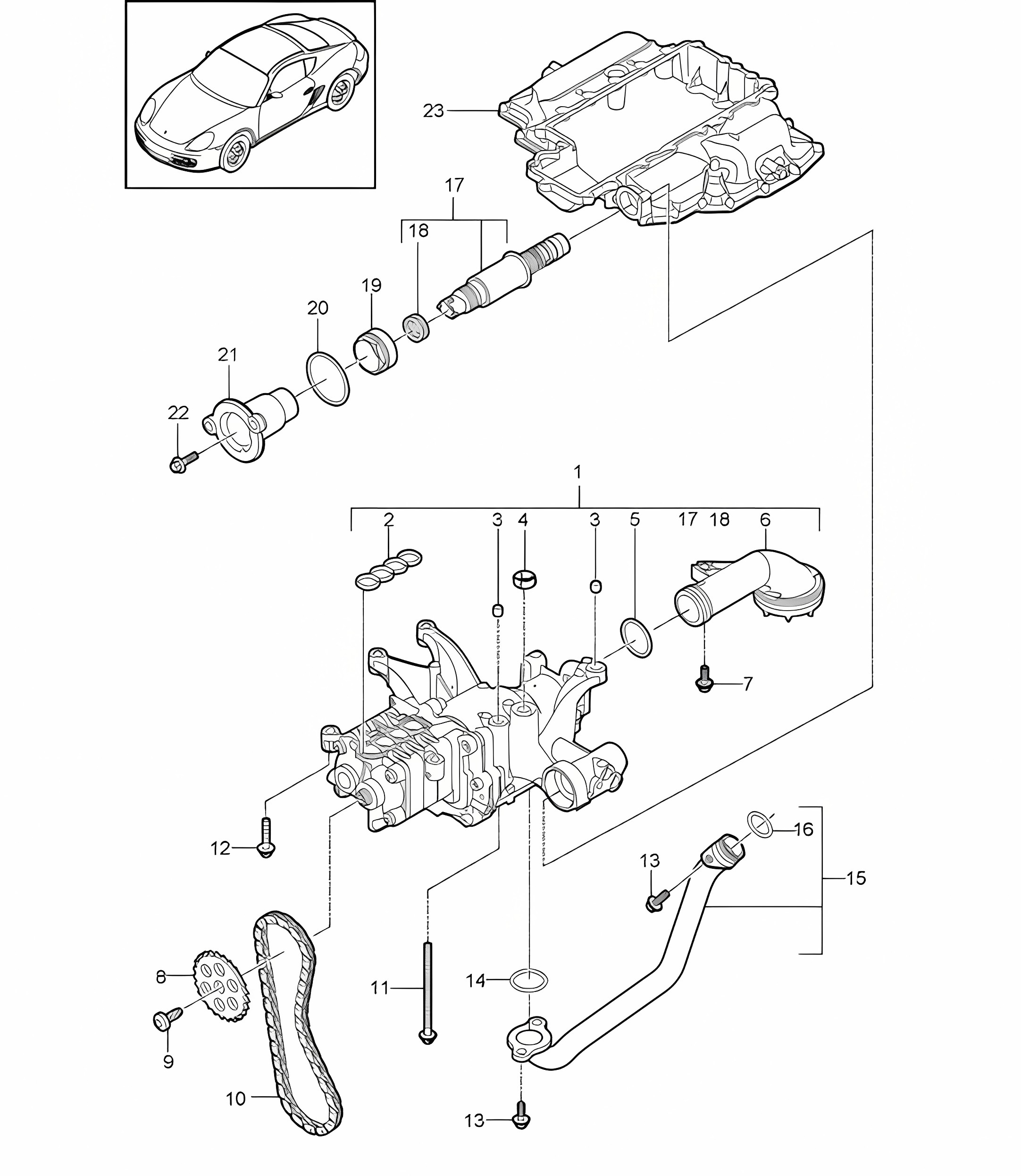 Oil pump (Model: A120,A121) 987C.2 Cayman 2009-12