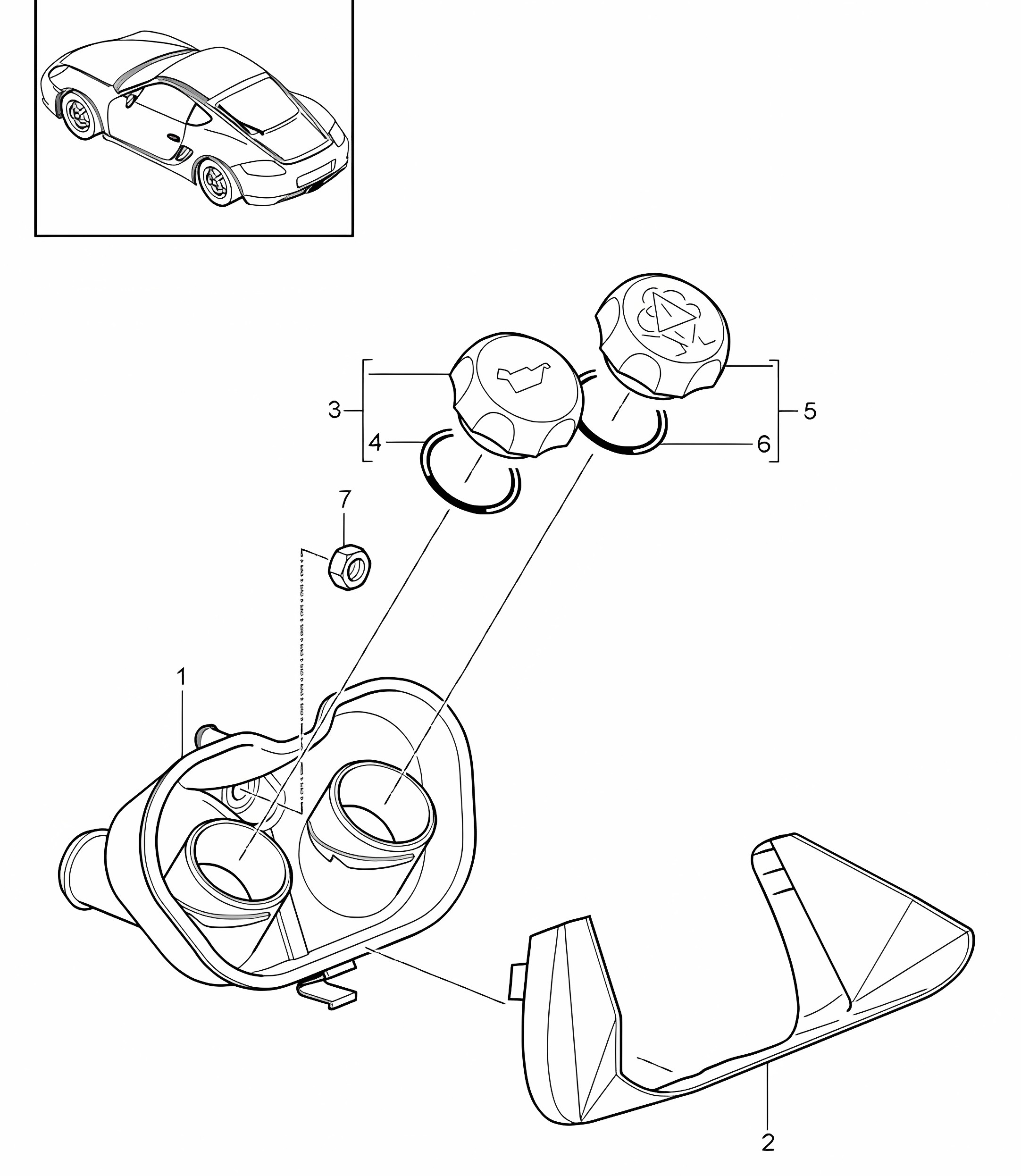 Water cooling / Service flap (Model: A120,A121) 987C.2 Cayman 2009-12