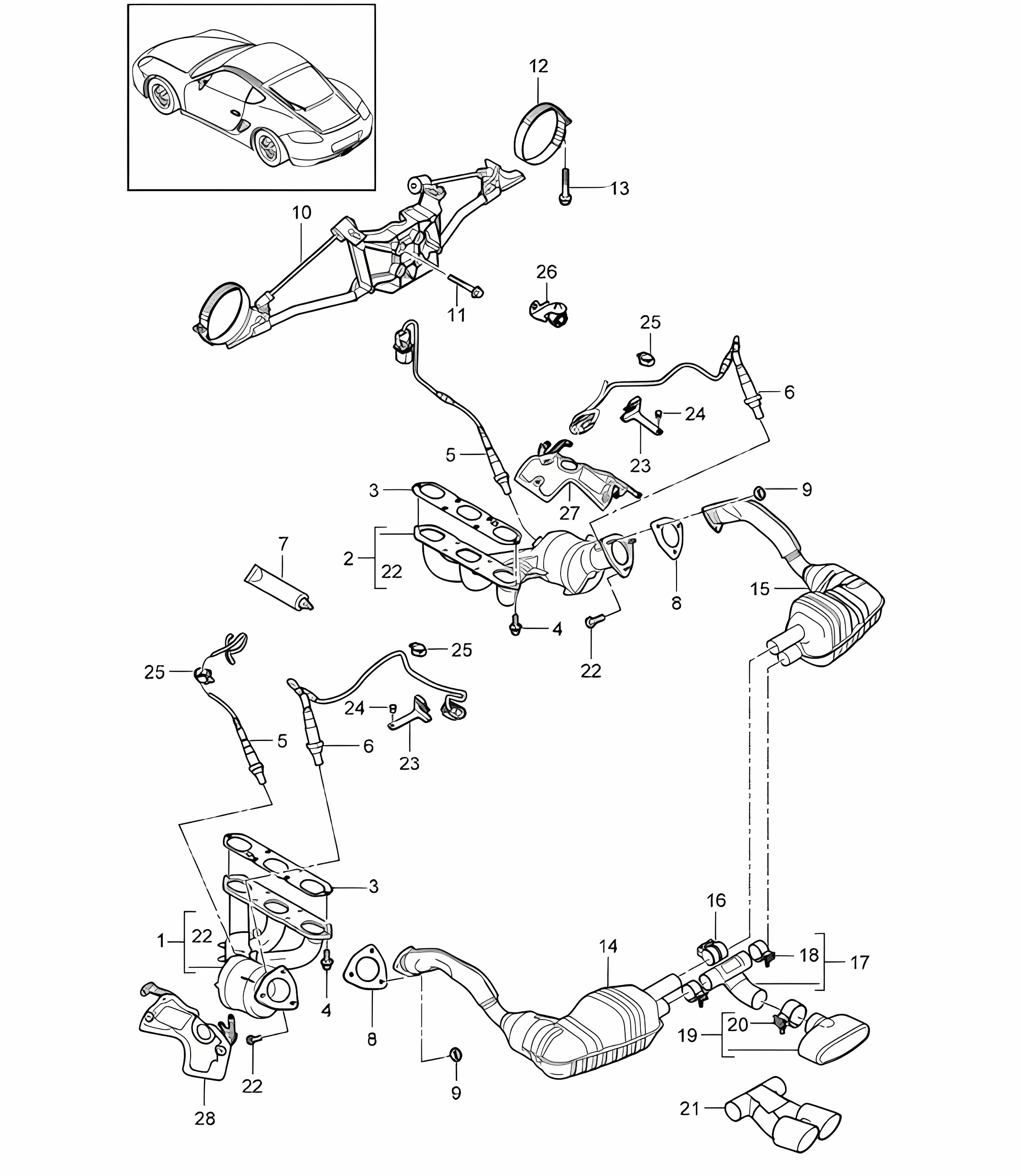 Exhaust system 987C.2 Cayman 2009-12