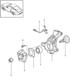 Wheel carrier / Wheel hub 987C.2 Cayman 2009-12
