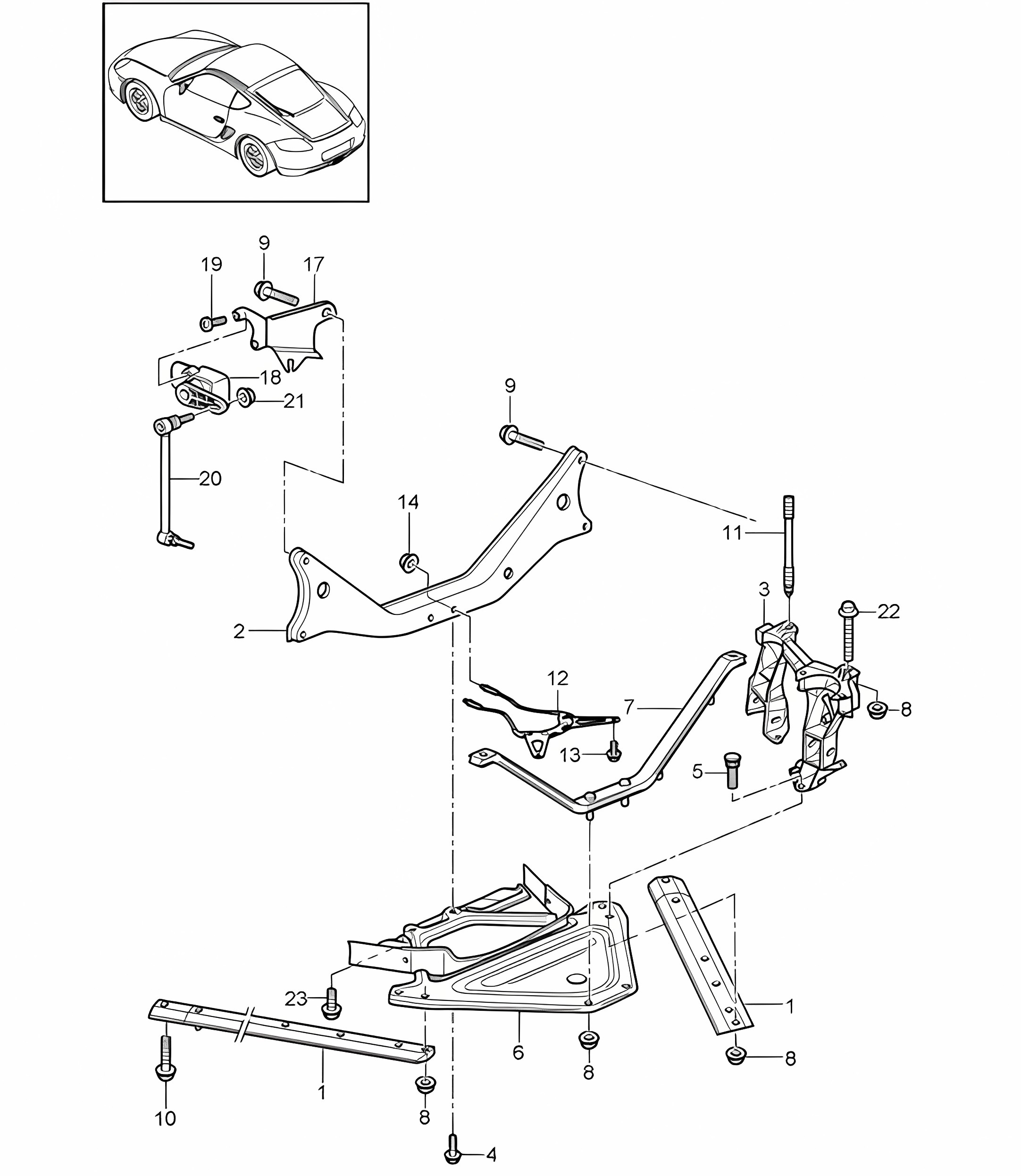 Rear axle / Side part / Carrier 987C.2 Cayman 2009-12