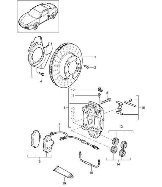 Diagram 602-000 Porsche Cayman 987C / 981C (2005-2016) Wheels, Brakes