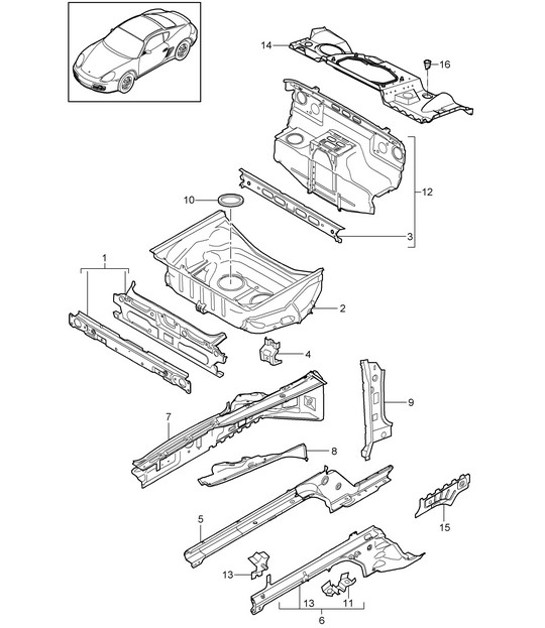 Diagram 801-010 Porsche 997 (911) MK1 2005-2008 Body