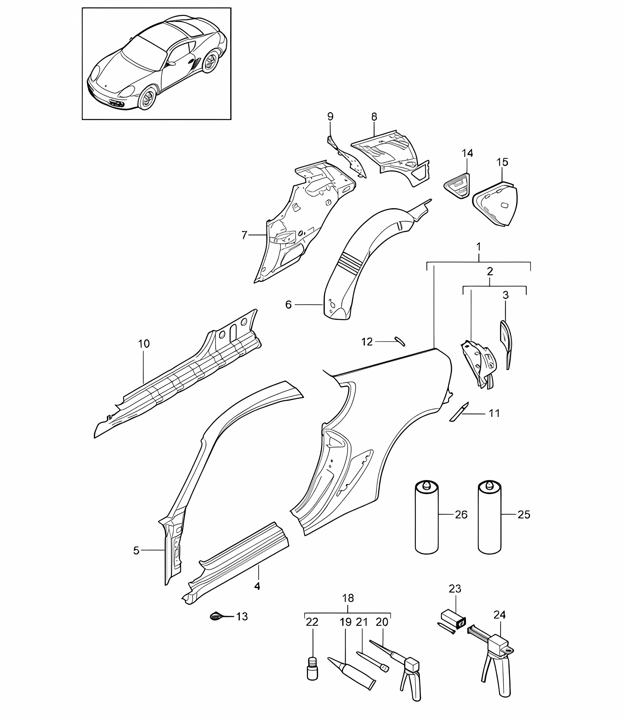Side part  987C.2 Cayman 2009-12