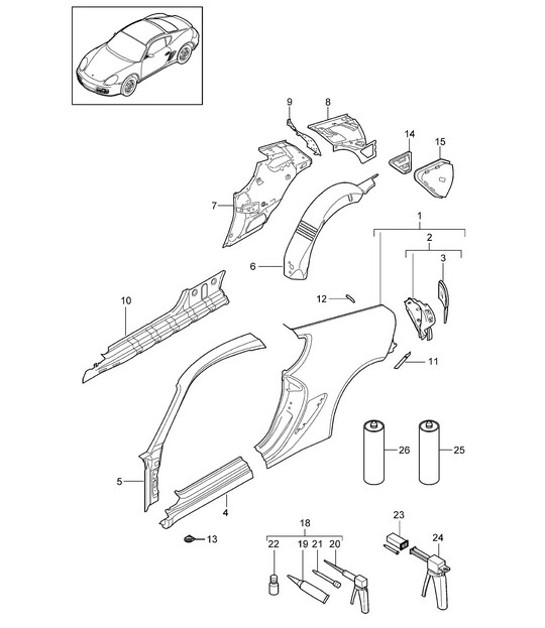 Diagram 801-050 Porsche Boxster 986/987/981 (1997-2016) Body