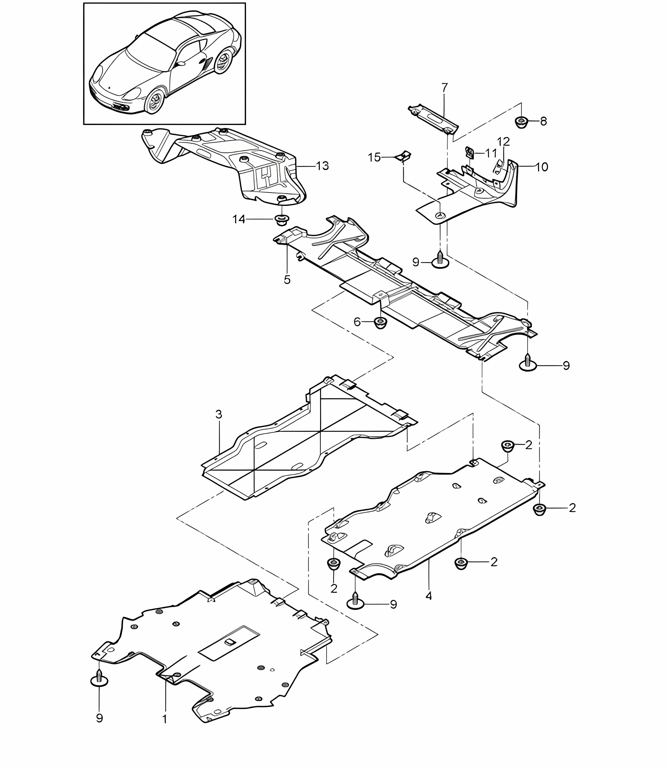 Linings / Underbody 987C.2 Cayman 2009-12