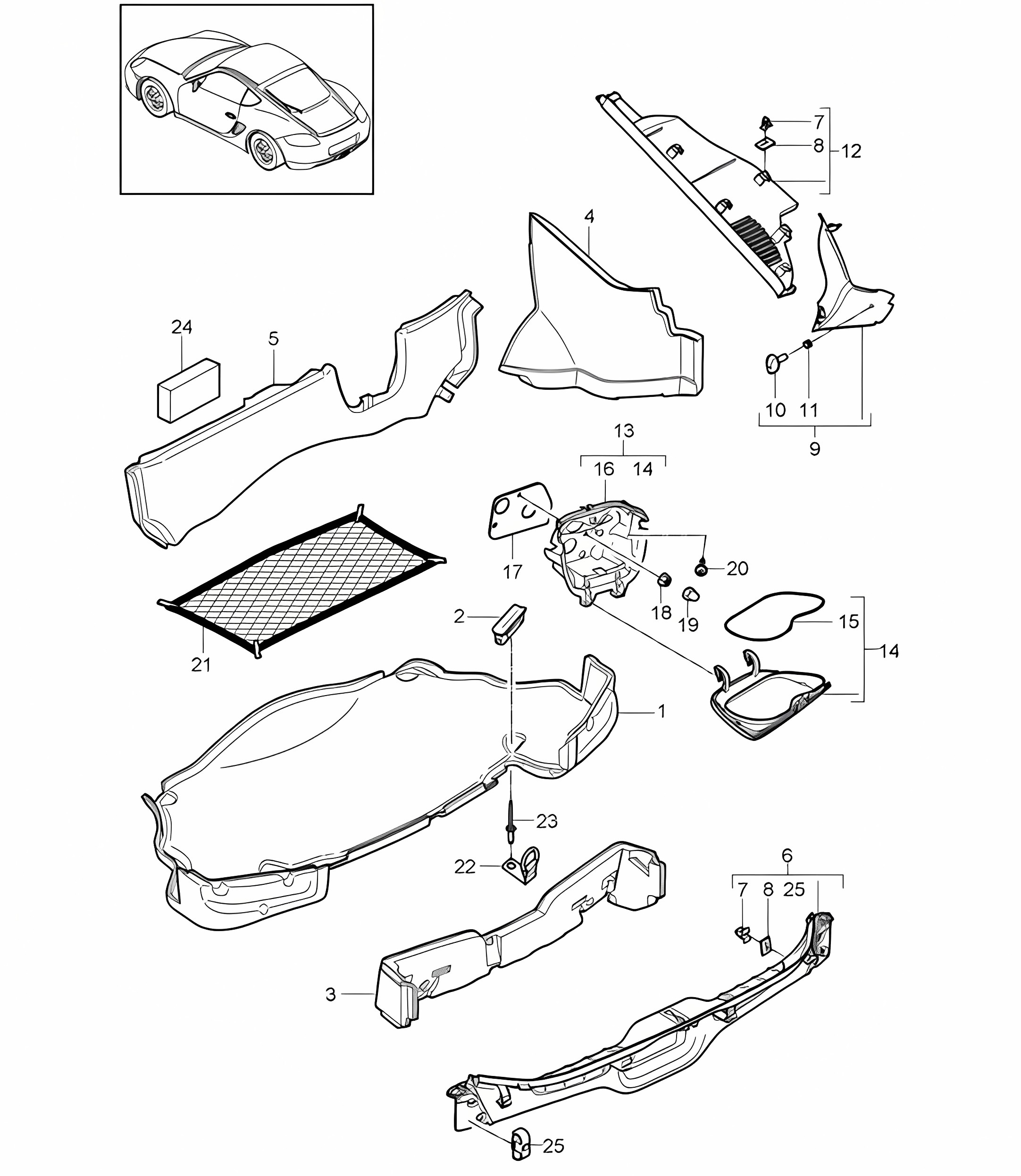 Luggage compartment - REAR - 987C.2 Cayman 2009-12