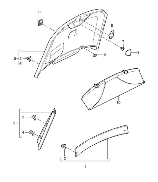 Diagram 807-020 Porsche 997 MKII Carrera C2 3.6L 2009-12 Body