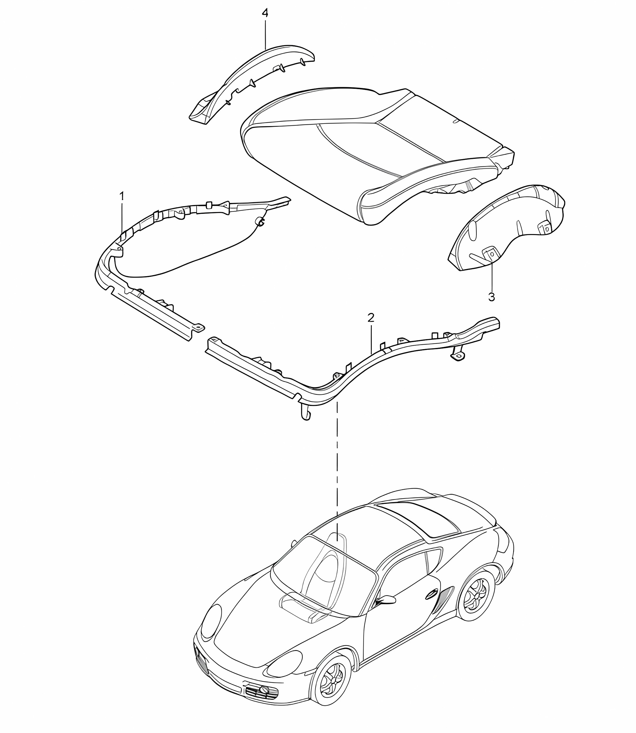 Cushion carrier / Frame / Seat surface / Sports seat 987C.1 Cayman 2009-12