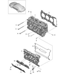 Zylinderkopf mit: Ventilen / Zylinderkopfdichtung / Ventildeckel 991.1 2012-16