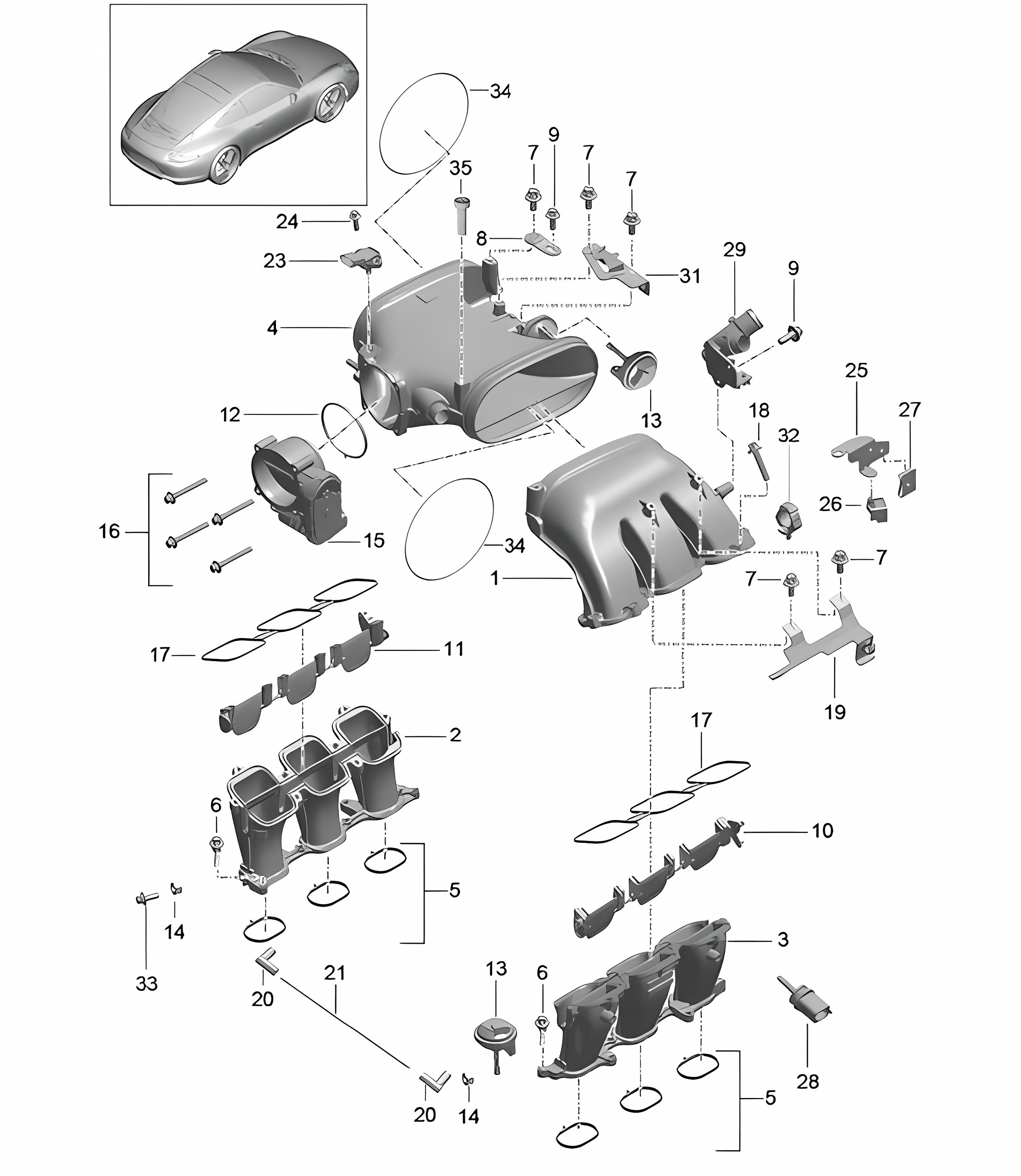 Intake air distributor / Throttle valve adapter - PR:X51,011 -
