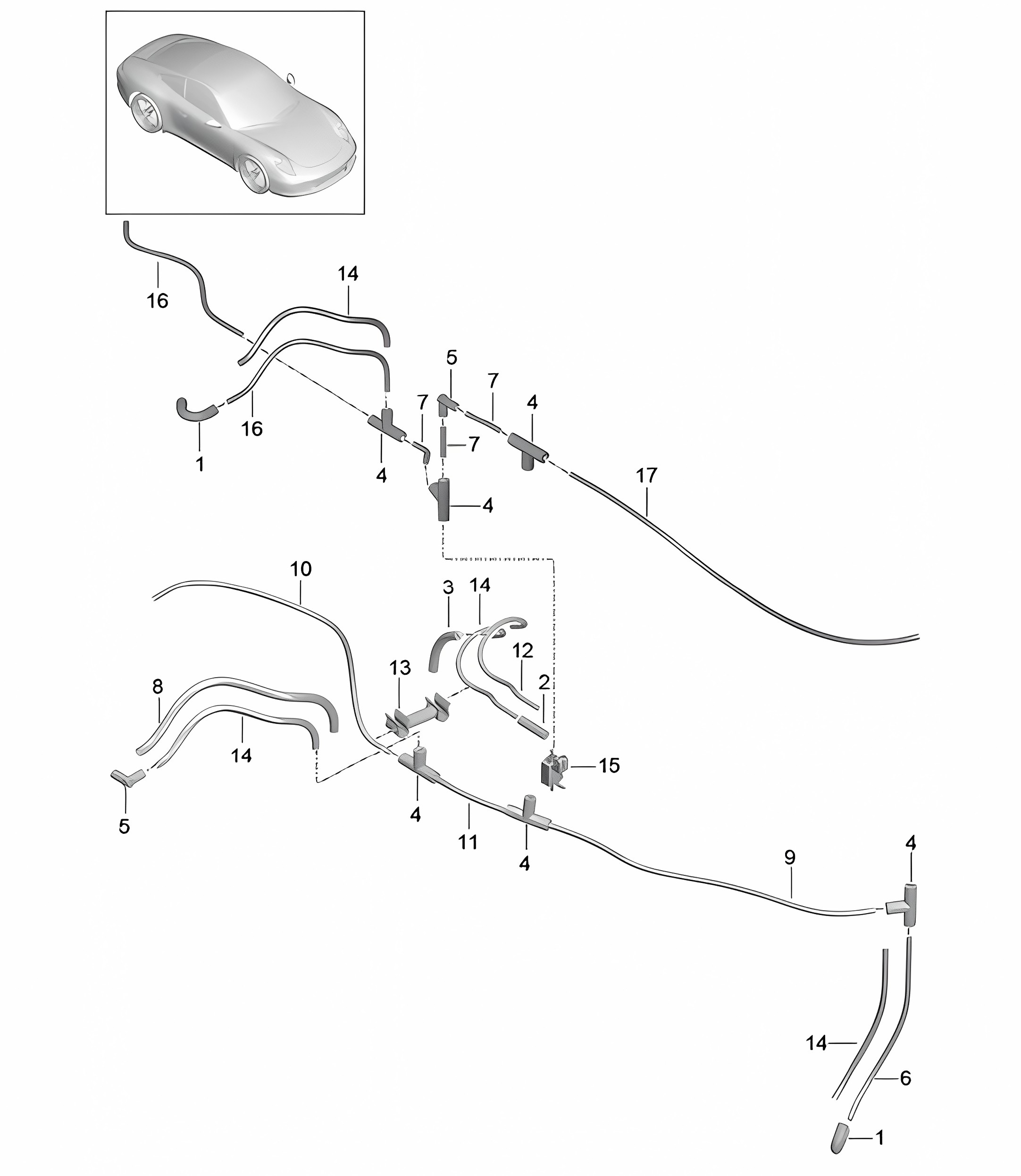 Vacuum system / Engine - A104 - 991.1 3.4L 2012-16
