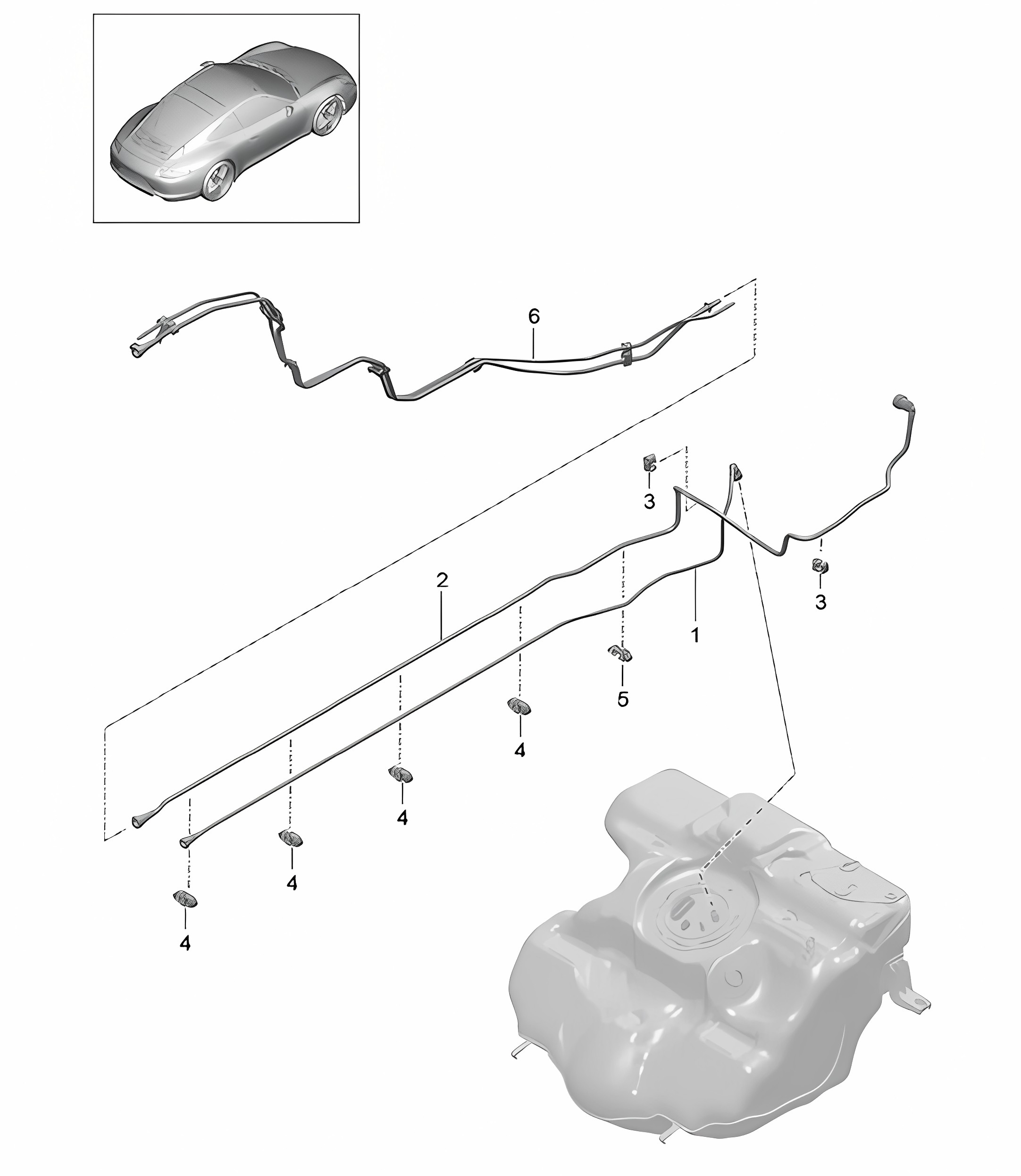 Fuel system - Front - 991.1 2012-16