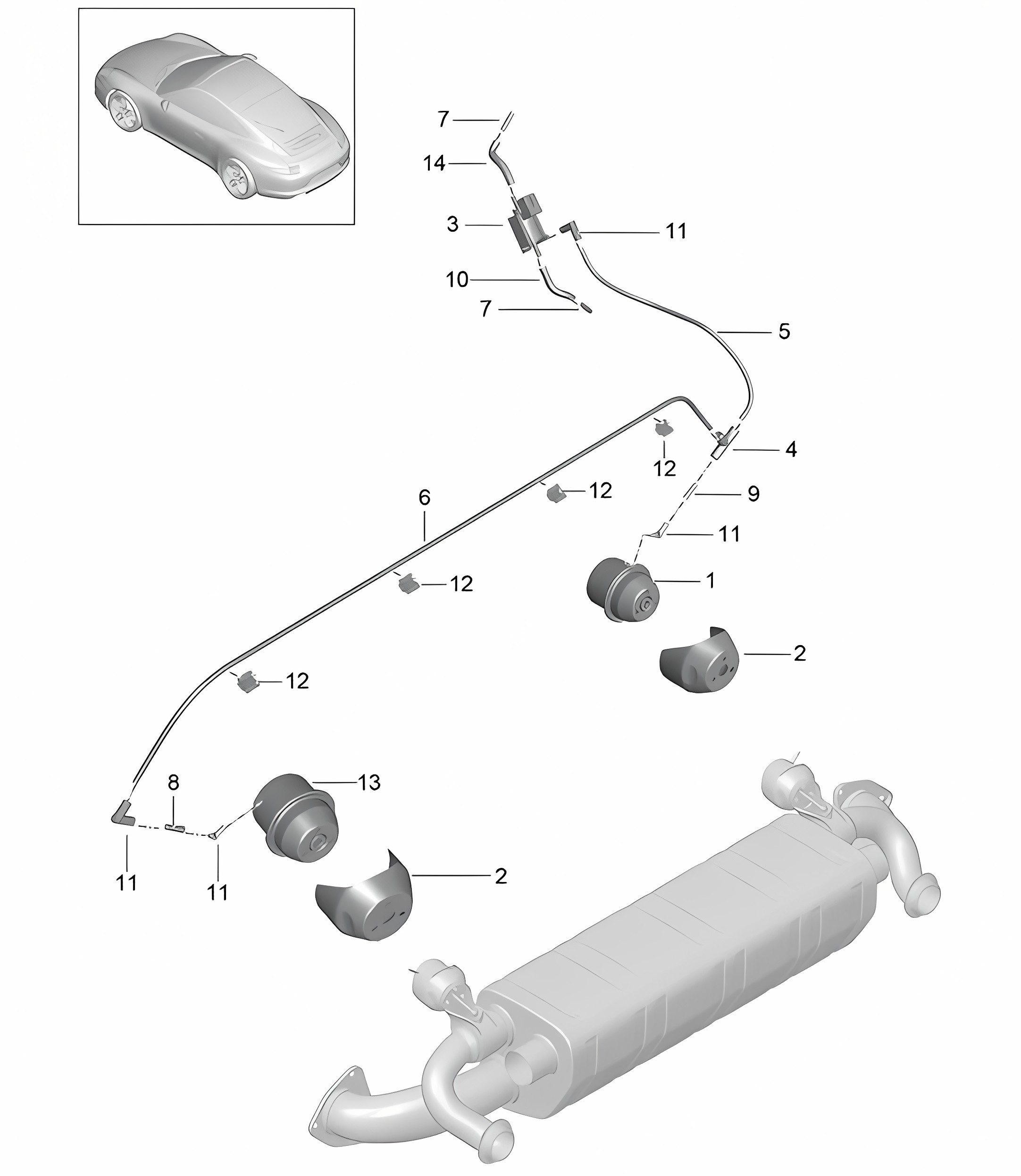 Exhaust system / Exhaust flap / vacuum system - A103 - 991.1 3.8L 2012-16