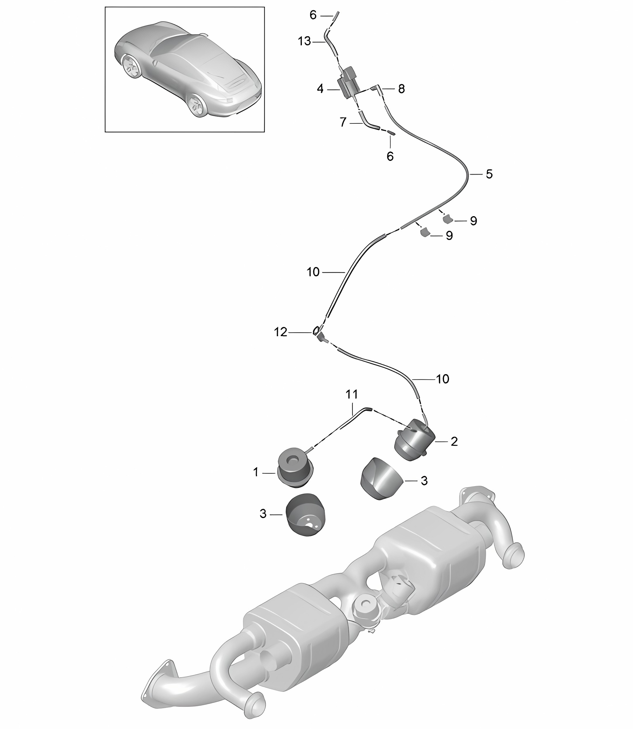 Exhaust system / Exhaust flap / vacuum system - PR:176 Sports exhaust system - 991.1 2012-16