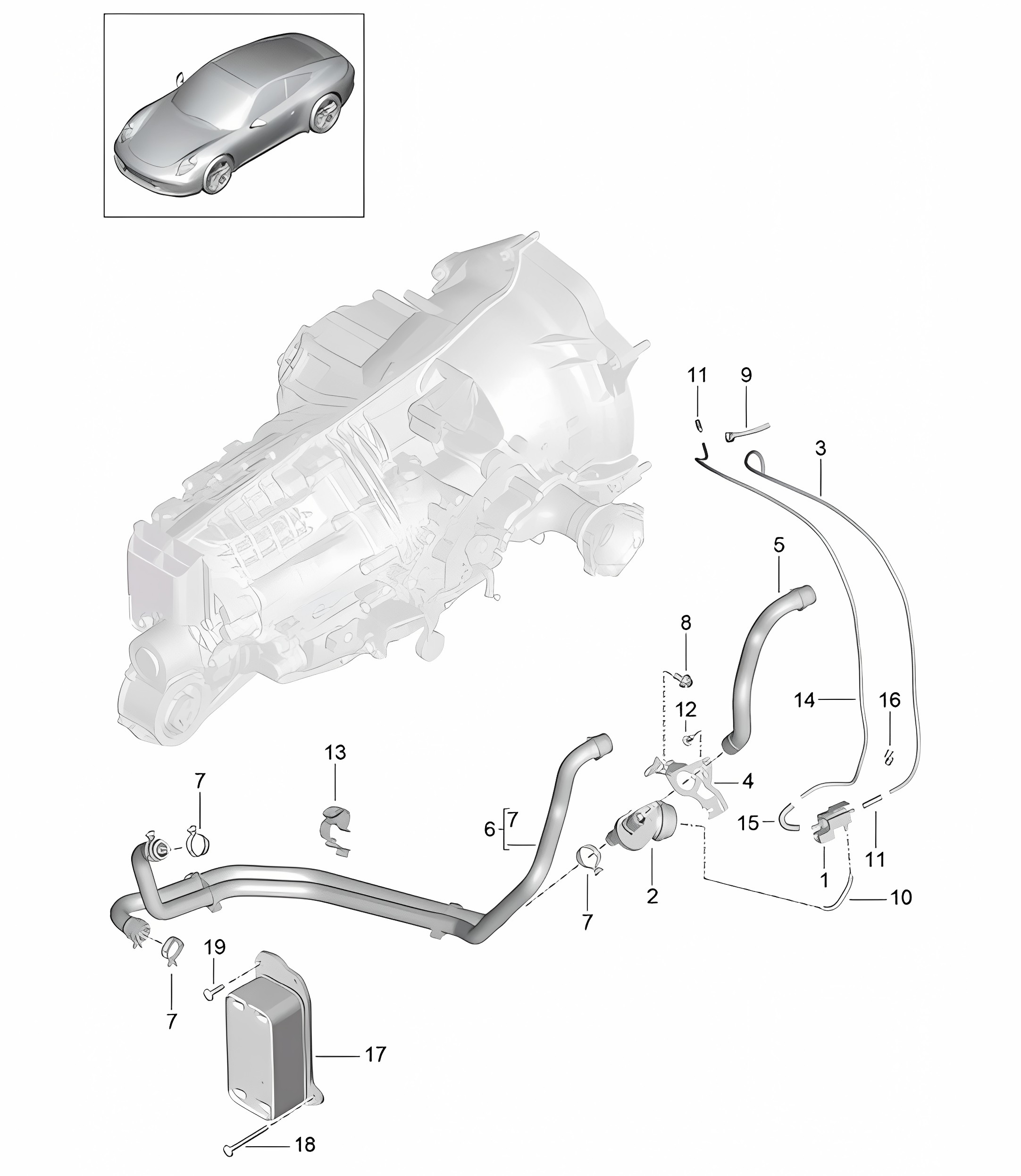 Manual gearbox / heat exchanger / oil pipe / Water pipe - G9100, G9130 - 991.1 2012-16
