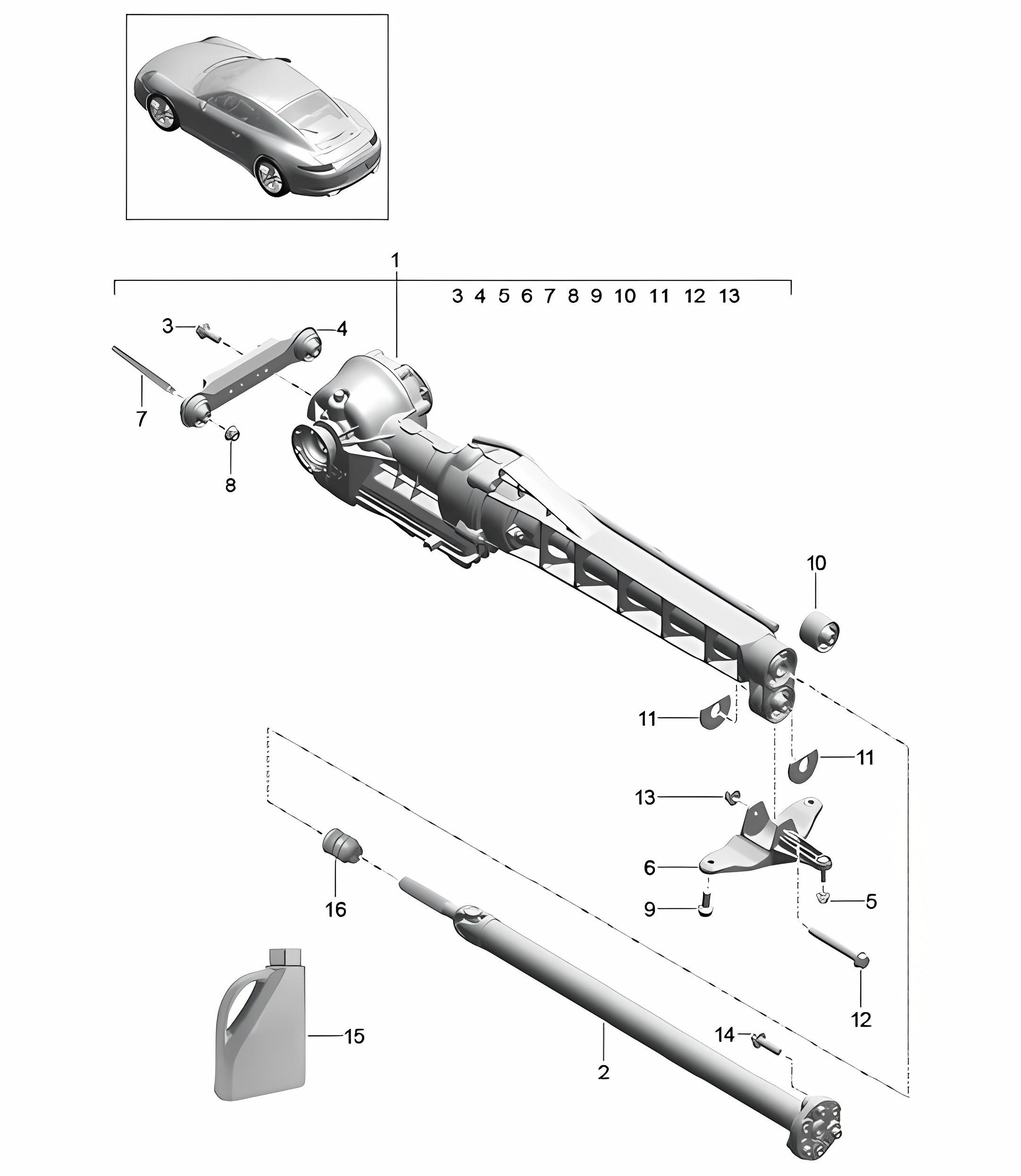 Front axle differential / Cardan shaft 991.1 2012-16