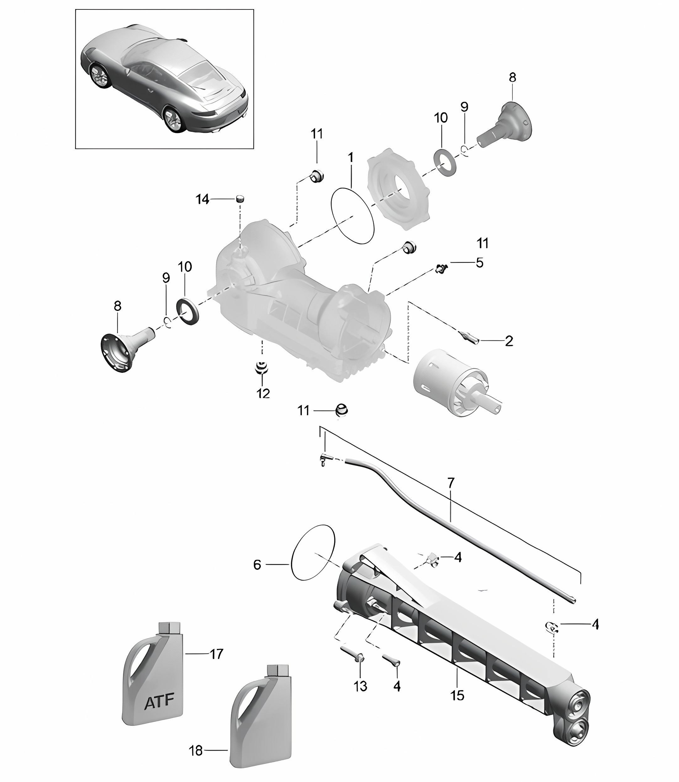 Front axle differential / Individual parts 991.1 2012-16
