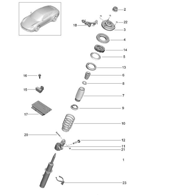 Diagram 402-000 Porsche 911 & 912 (1965-1989) Front Axle, Steering 
