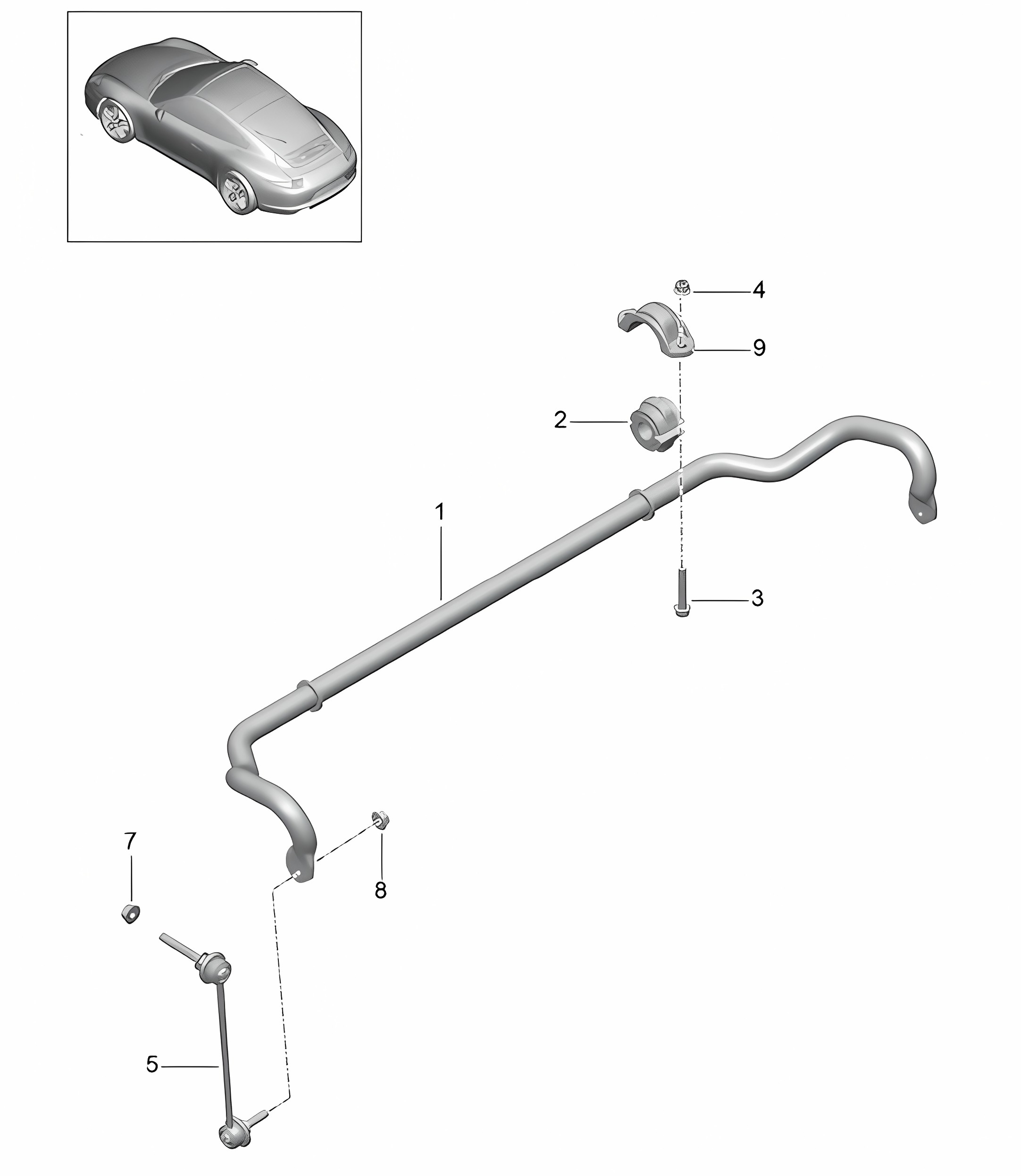 Anti-roll bar - Standard chassis - 991.1 C2 / C4  2012-16