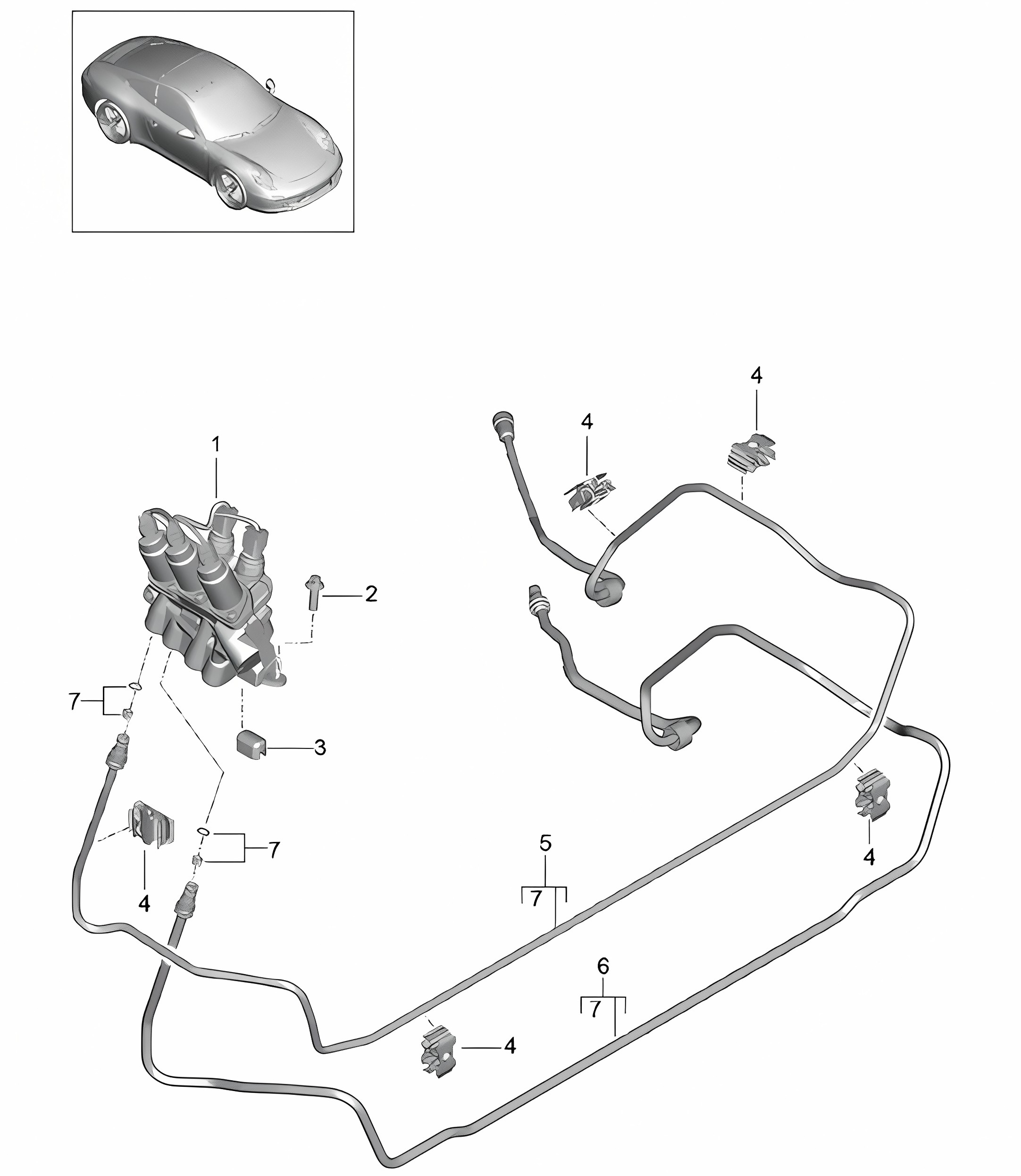 Pressure line / Valve block / Front end / PDCC - PR:031, 352 - 991.1 Carrera 2012-16