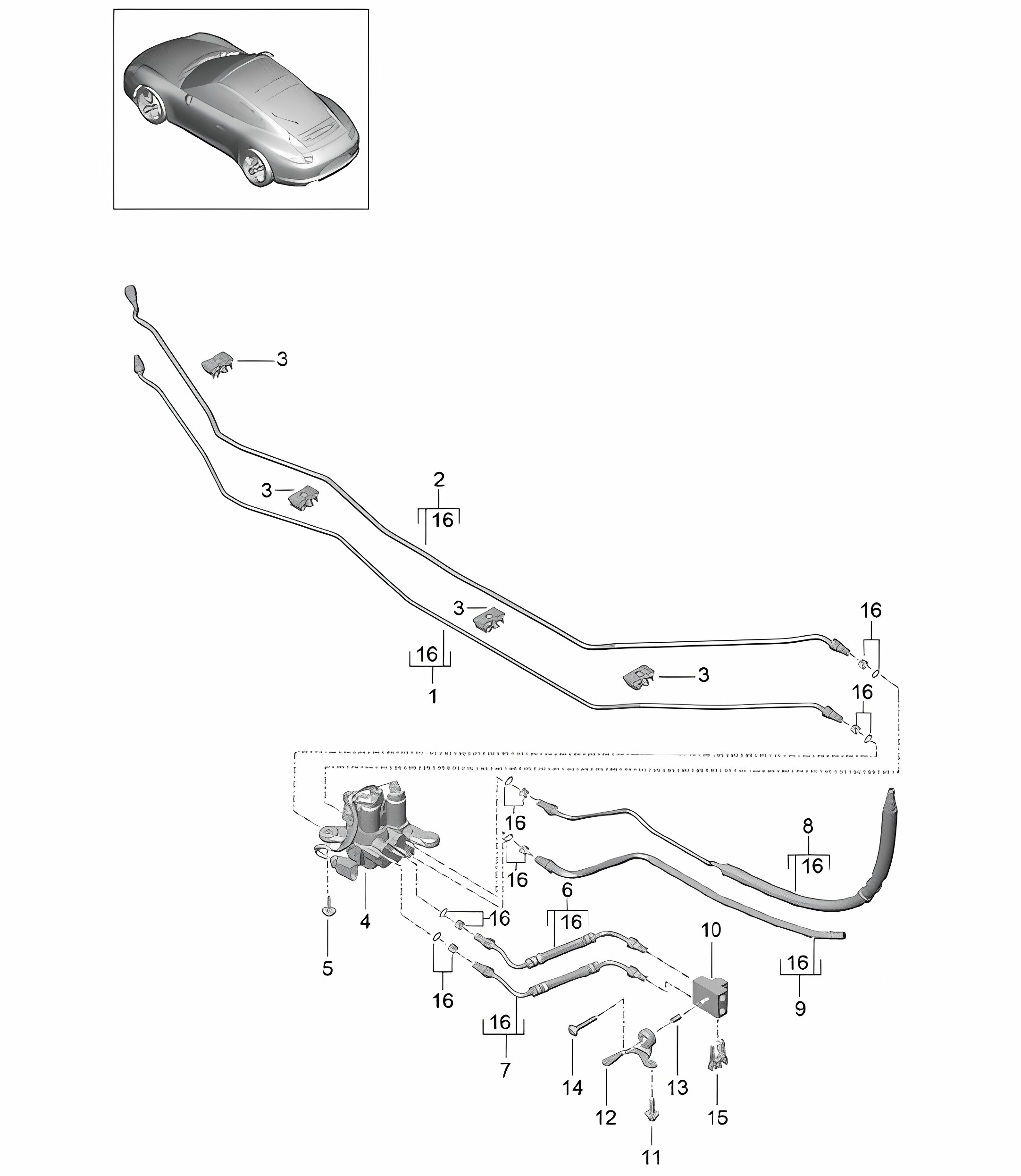 Pressure line / Underbody / PDCC - Centre, PR:031,352 - 991.1 Carrera 2012-16