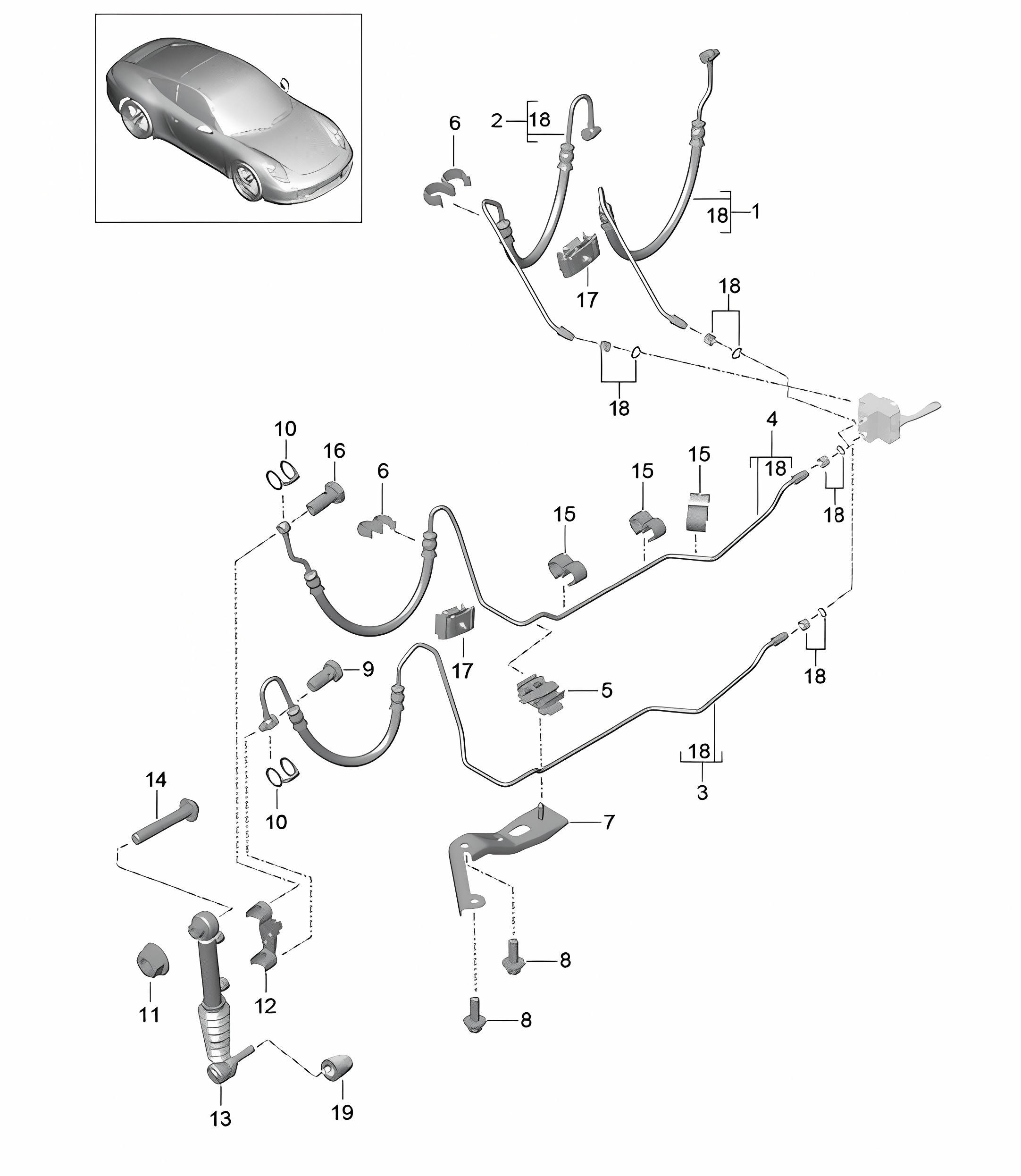 Pressure line / Rear end / Damper / PDCC - PR:031, 352 - 991.1 Carrera 2012-16