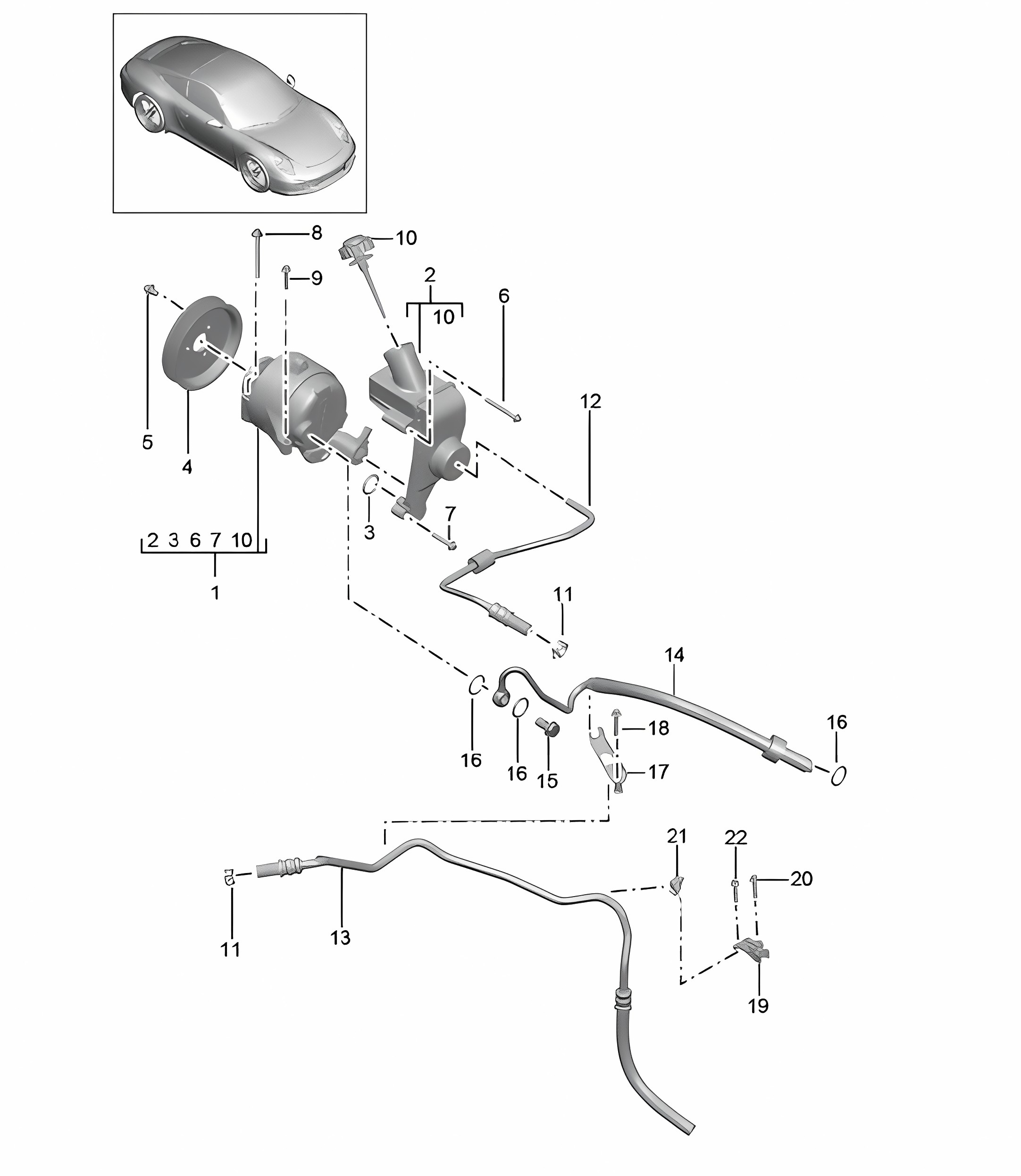Pressure line / Engine / PDCC - PR:031, 352 - 991.1 Carrera 2012-16