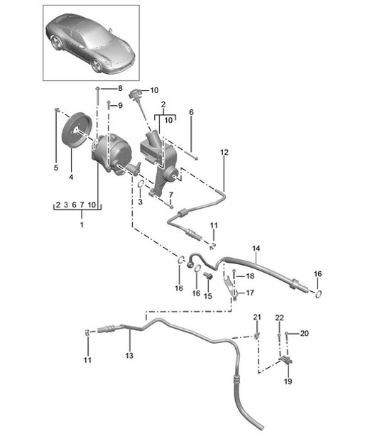 Druckleitung / Motor / PDCC - PR:031, 352 - 991.1 Carrera 2012-16