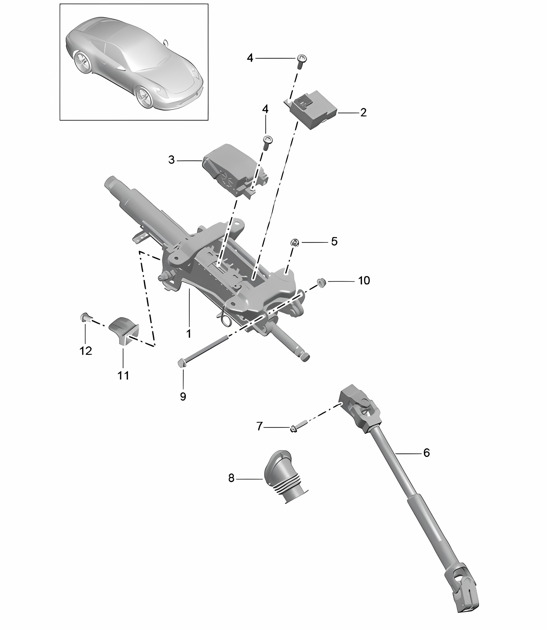 Steering column / Intermediate steering shaft 991.1 Carrera 2012-16