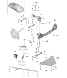 Rear axle / Side part / Carrier / Guide 991.1 2012-16