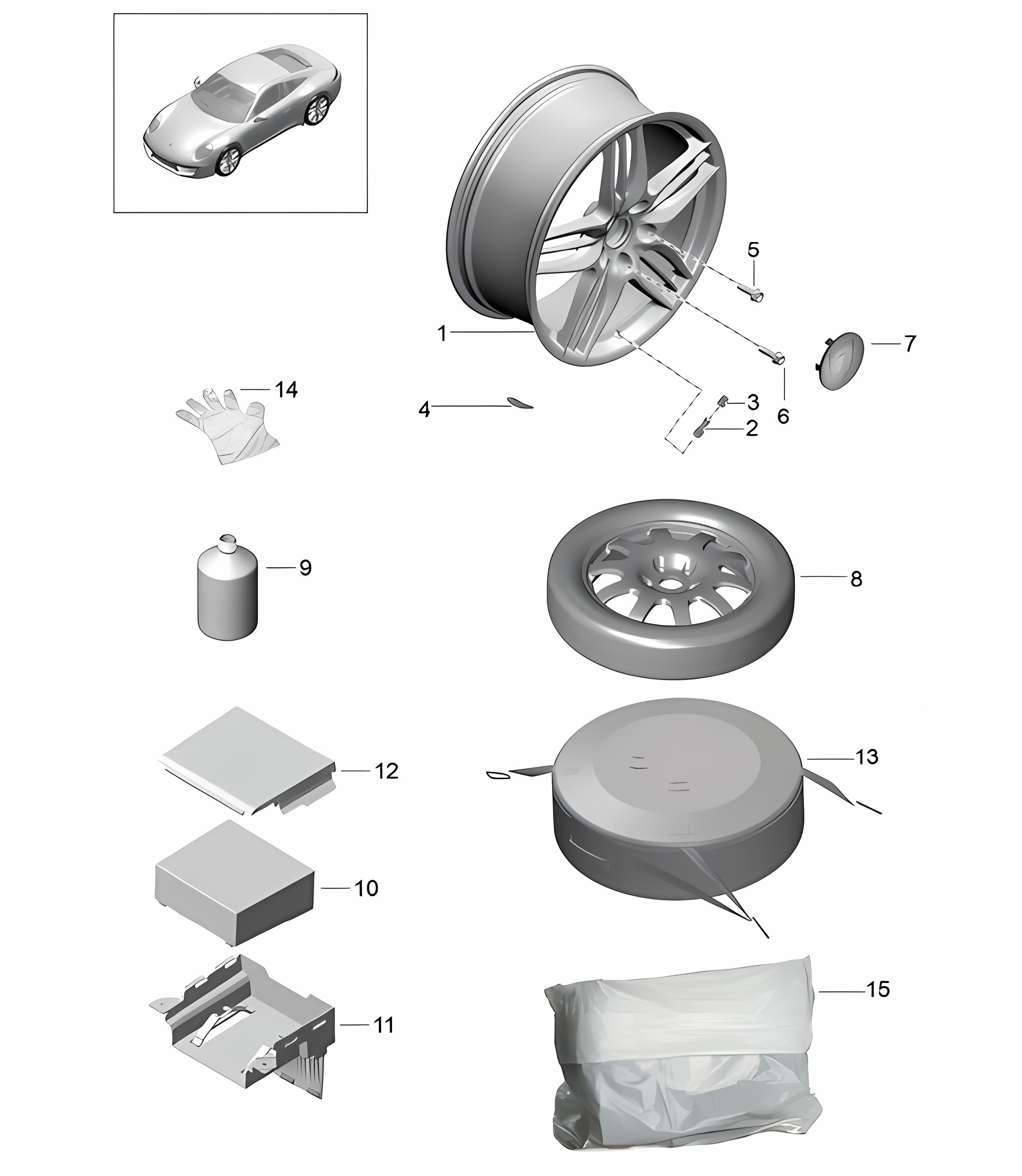 Wheels / tyres - WITHOUT Central wheel lock - 991.1 2012-16