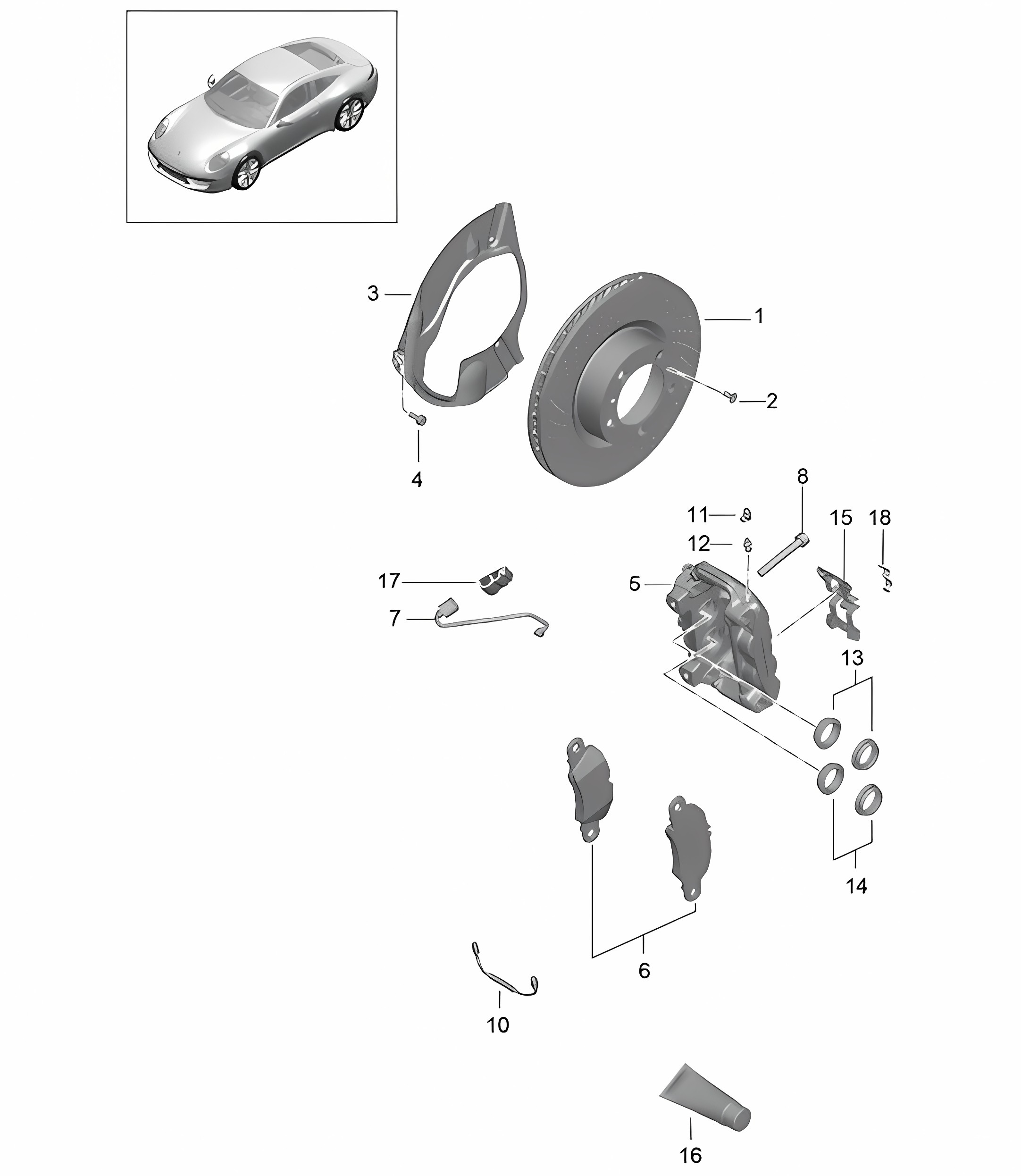 Disc brake / Front axle - Carrera 2, Carrera 2S, GTS - 991.1 2012-16
