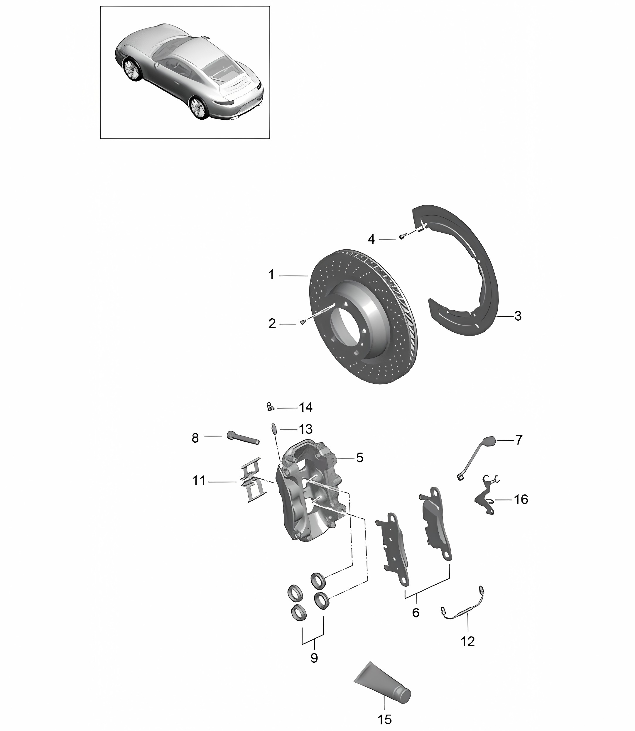 Disc brake / Rear axle - Carrera 4, Carrera 4S, 4 GTS - 991.1 2012-16