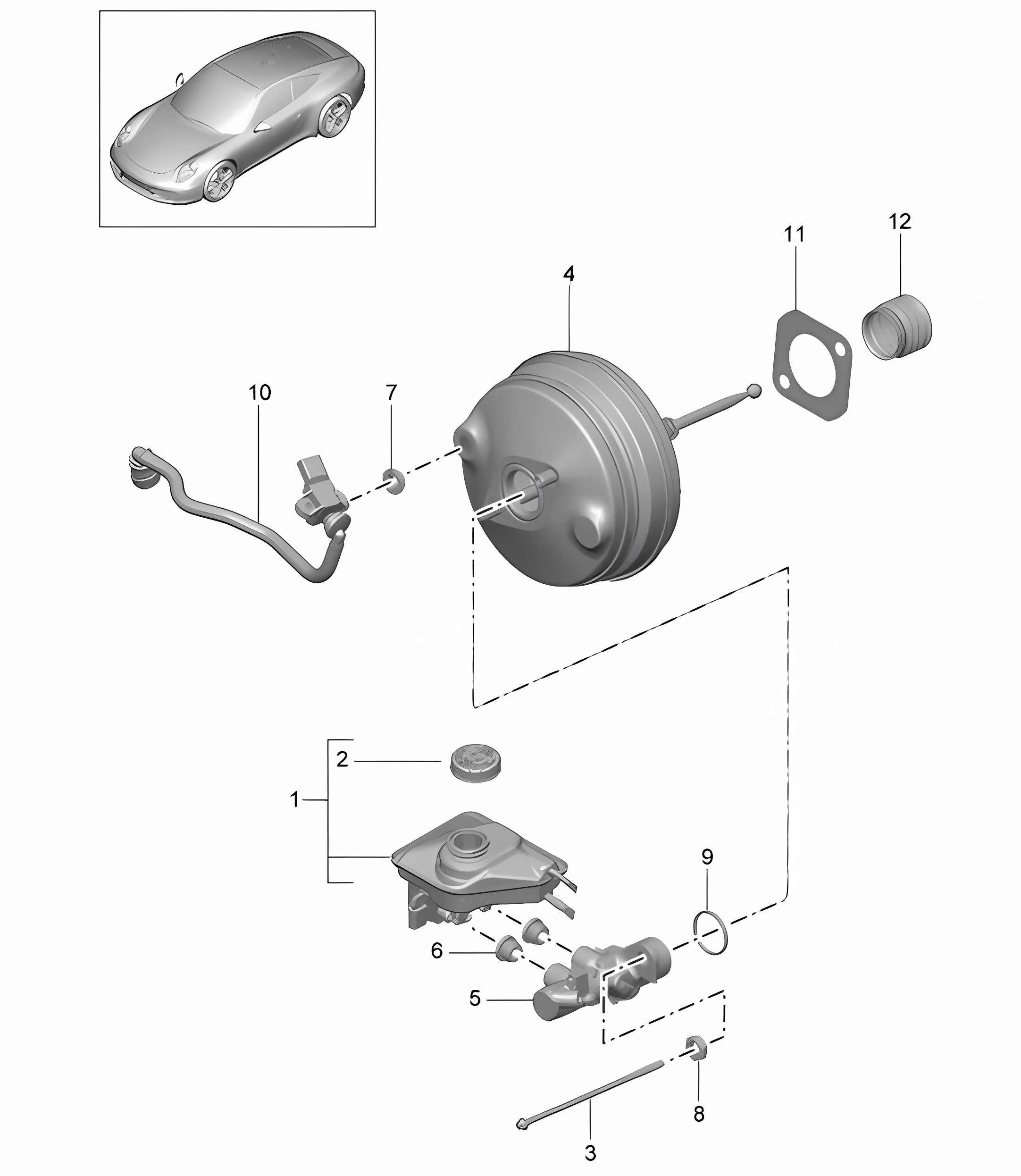 Brake master cylinder / Brake servo 991.1 2012-16