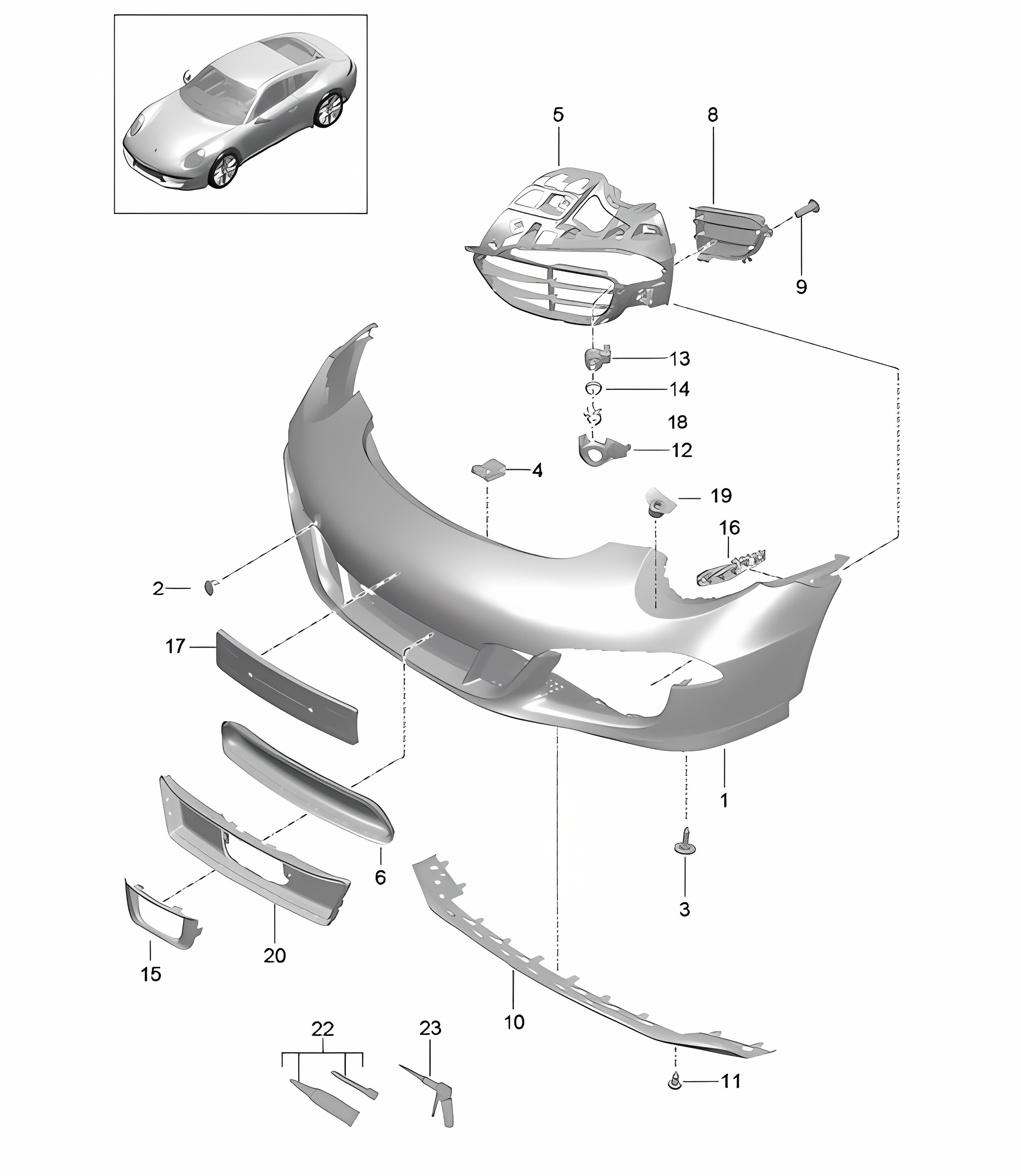 Front bumper - Sport Design package - 991.1  2012-16 (PR:XAA,XAS, XAT)